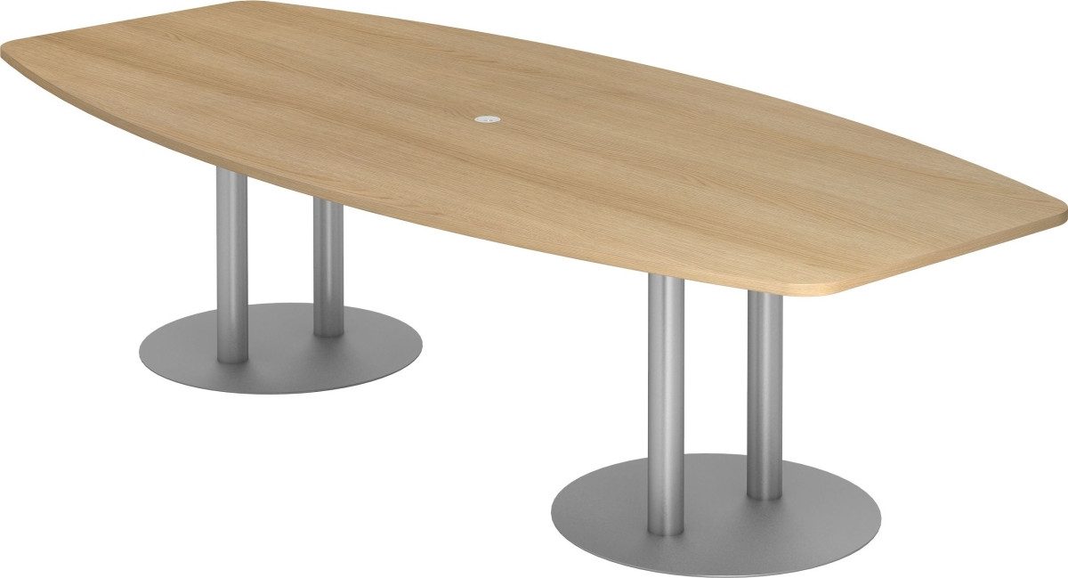HAMMERBACHER Konferenztisch Konferenztisch T-Serie 280x130/85cm Säulenfuß eiche/silber