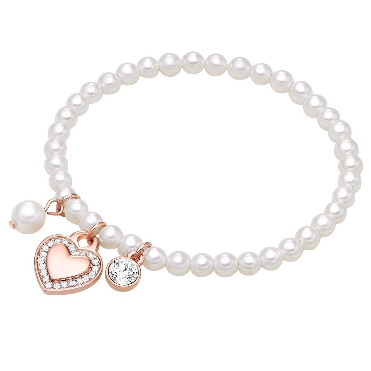 Lulu & Jane Perlenarmband Herz roségold, Metall-Legierung