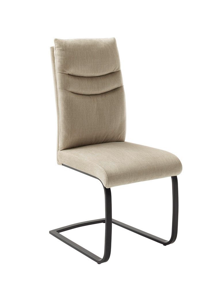 Esszimmerstuhl 2er Set Freischwinger Stuhl Gibara, creme / schwarz matt
