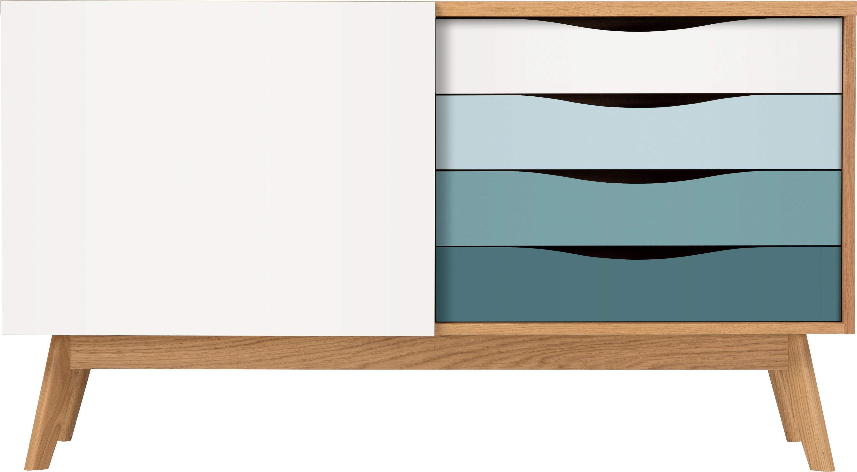 Woodman Sideboard Hilla, Breite Fußrahmen angesagten Look, skandinavischen cm, 130 im aus Eiche