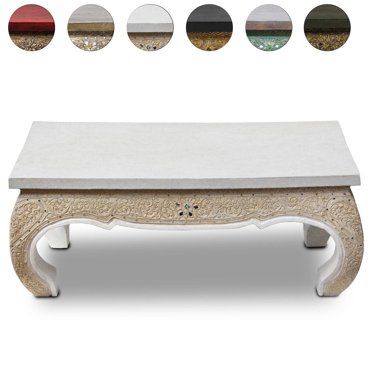 Oriental Galerie Opiumtisch Couchtisch Opiumtisch 1m x 50 Antik Weiß Gold