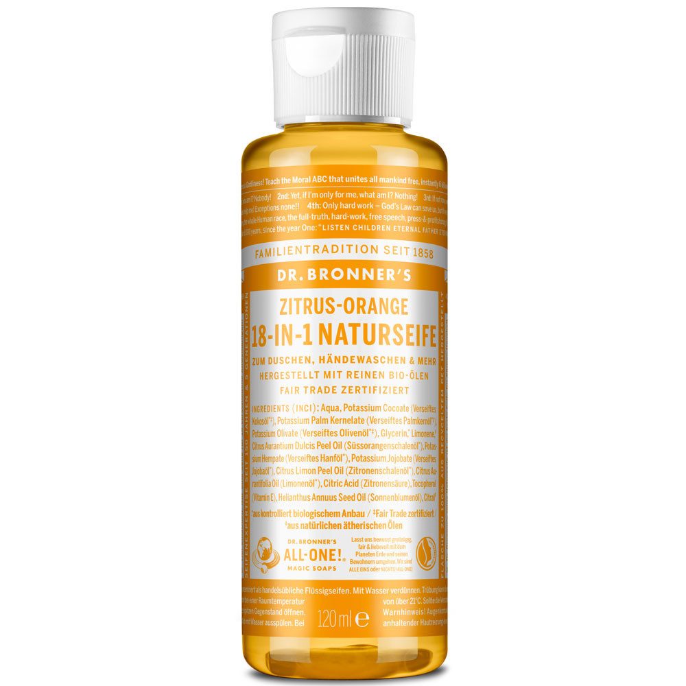 Dr. Bronners Handseife -IN- Naturseife Zitrus Orange, Orange, 120 ml