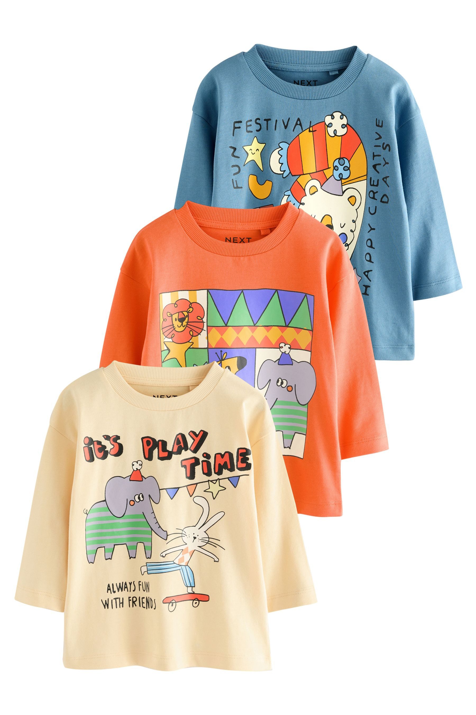 Next Langarmshirt 3er-Pack T-Shirts mit Grafik-Print günstig online kaufen