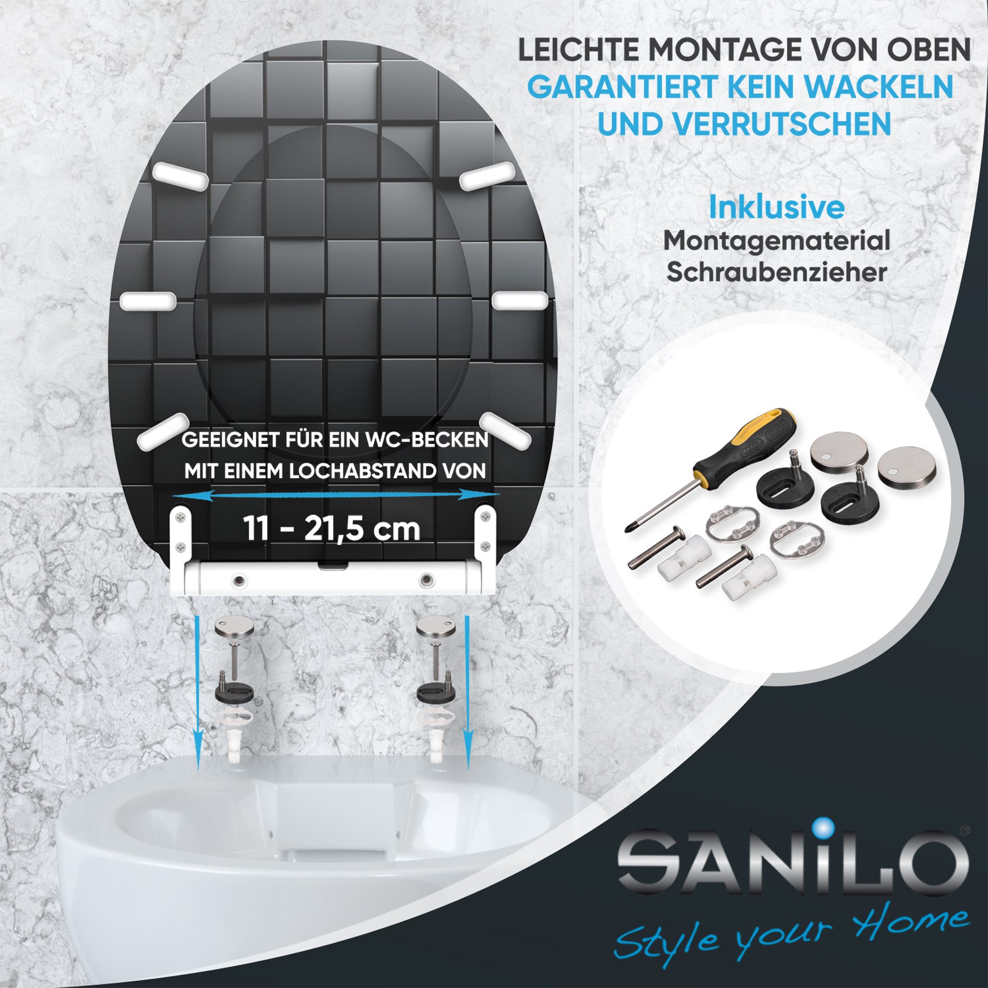 Sanilo WC-Sitz mit Absenkautomatik & Top Fix in vielen Designs, hochwertig, abnehmbar, leichte Montage von oben, mit Schraubenzieher – Bild 5 von 5