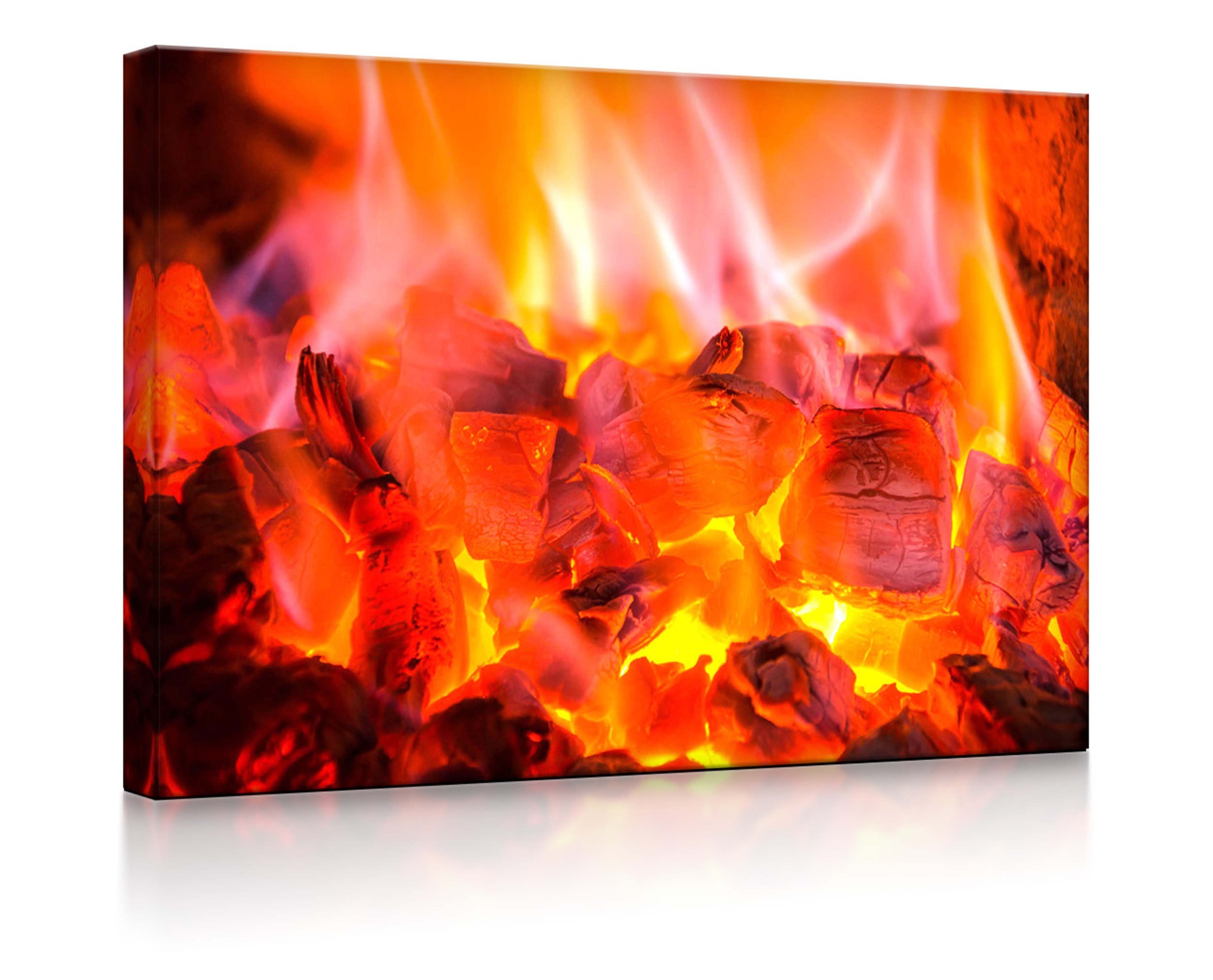 lightbox-multicolor LED-Bild Feuer und Glut fully lighted / 60x40cm, Leuchtbild mit Fernbedienung