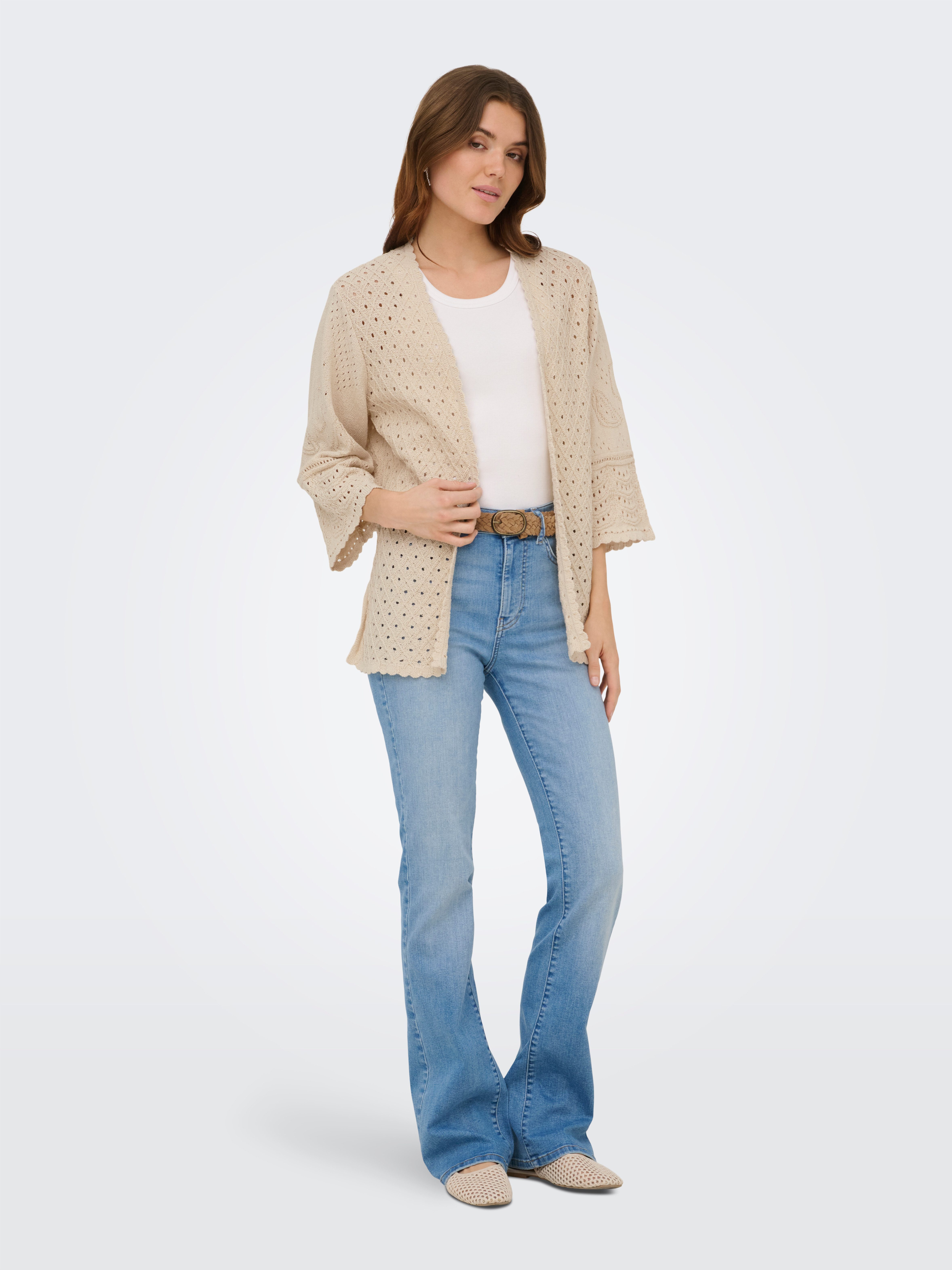 ONLY Strickjacke ONLLUZA 3/4 V-NECK LONG KIMONO KNT Baumwollmischung, regular fit, V-Ausschnitt – Bild 5 von 5