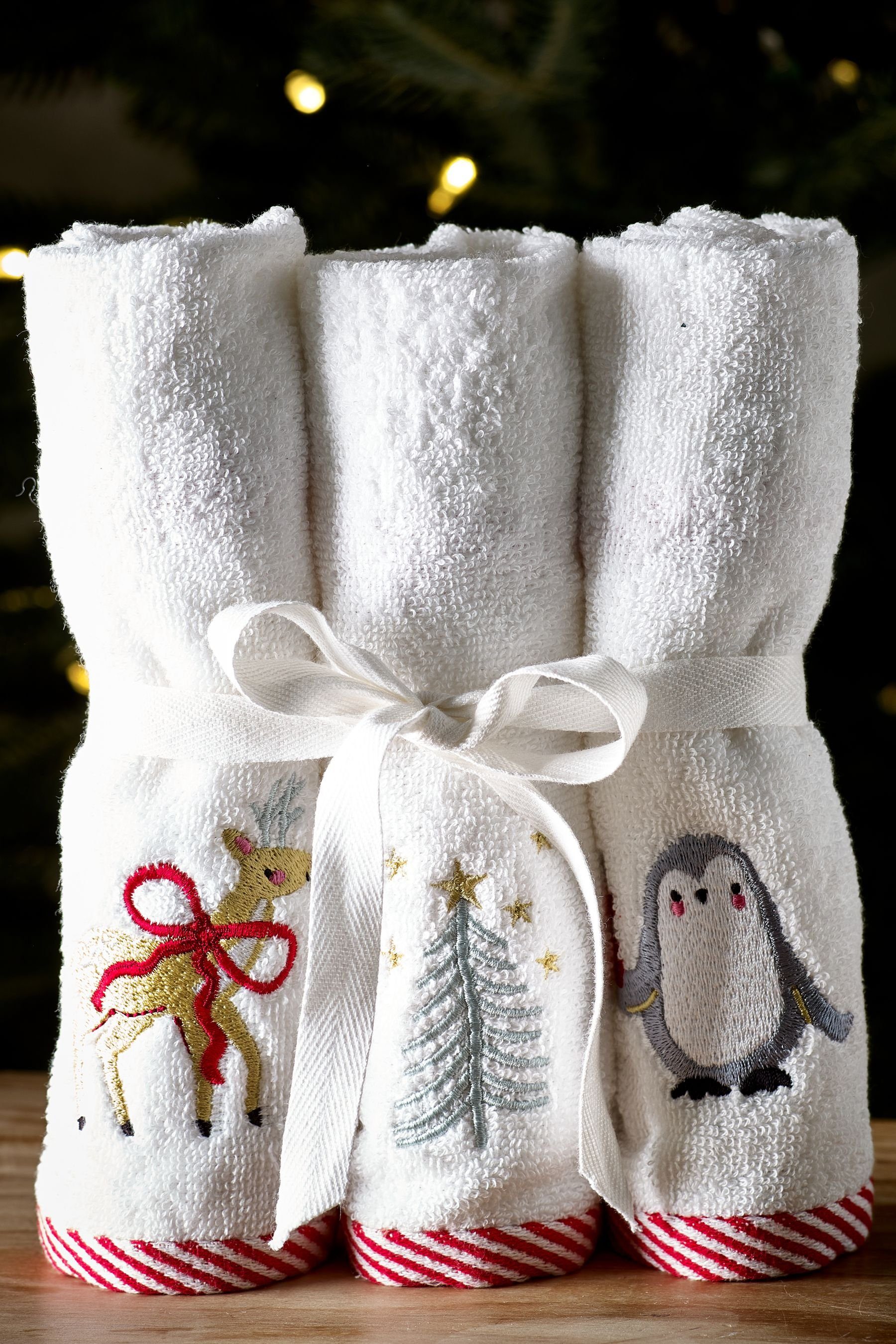 Baumwolle 3er-Pack Waschlappen im Weihnachten Next aus (3-tlg) Waschlappen