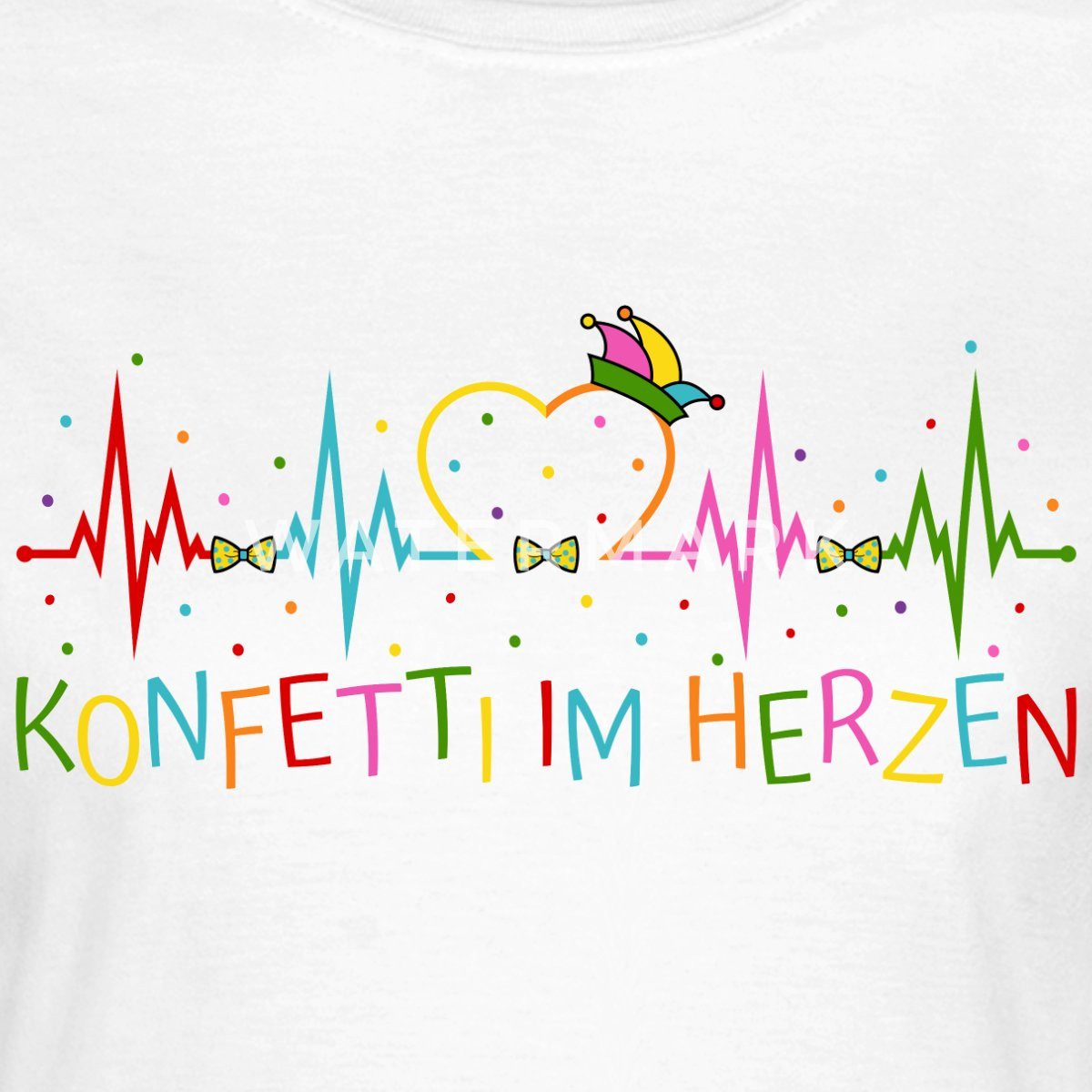 Spreadshirt T-Shirt Herzschlag Konfetti Im Herzen EKG Karneval Frauen T-Shi günstig online kaufen
