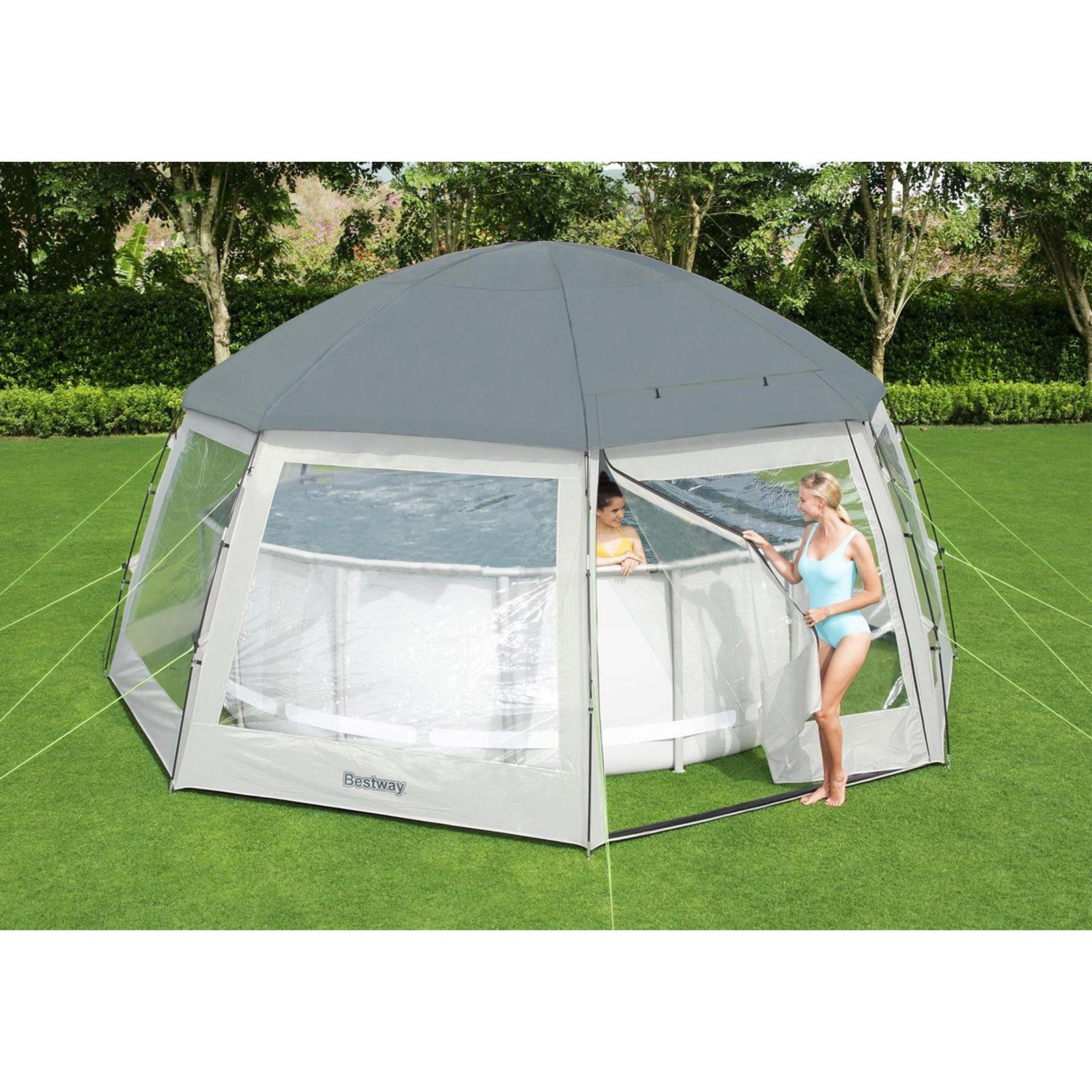 BESTWAY Pool-Abdeckplane Pool Abdeckung Pavillon Schutz Swimmingpool Cover rund (58612, Durchmesser 600cm)