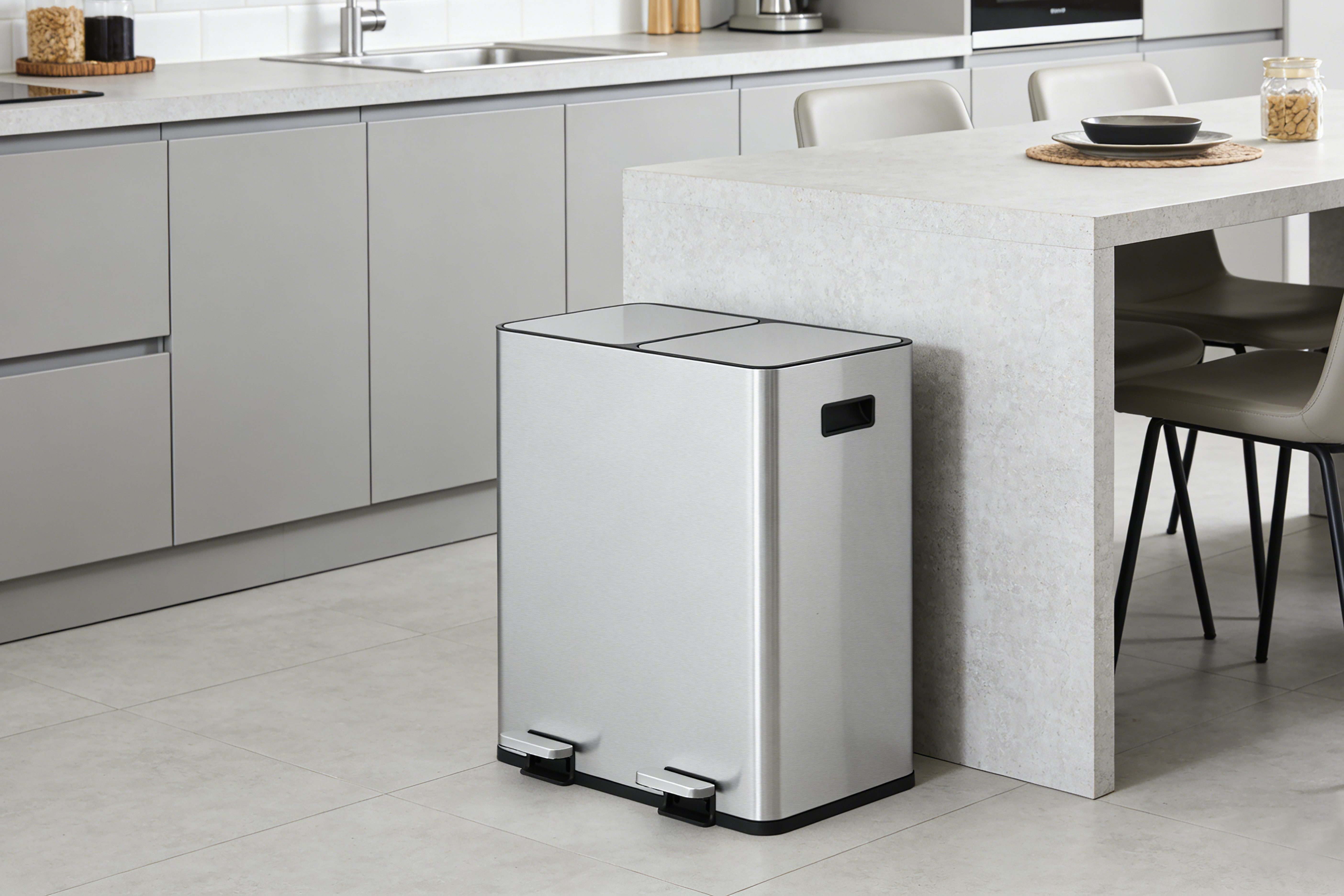 OTTO home Mülleimer Garrin, Soft Close, m. 2 Fächern, Fassungsvermögen 2x15 L bzw. 2x30 L, Mülltrennsystem mit 2 separaten Innenbehältern und Fußtrittpedalen
