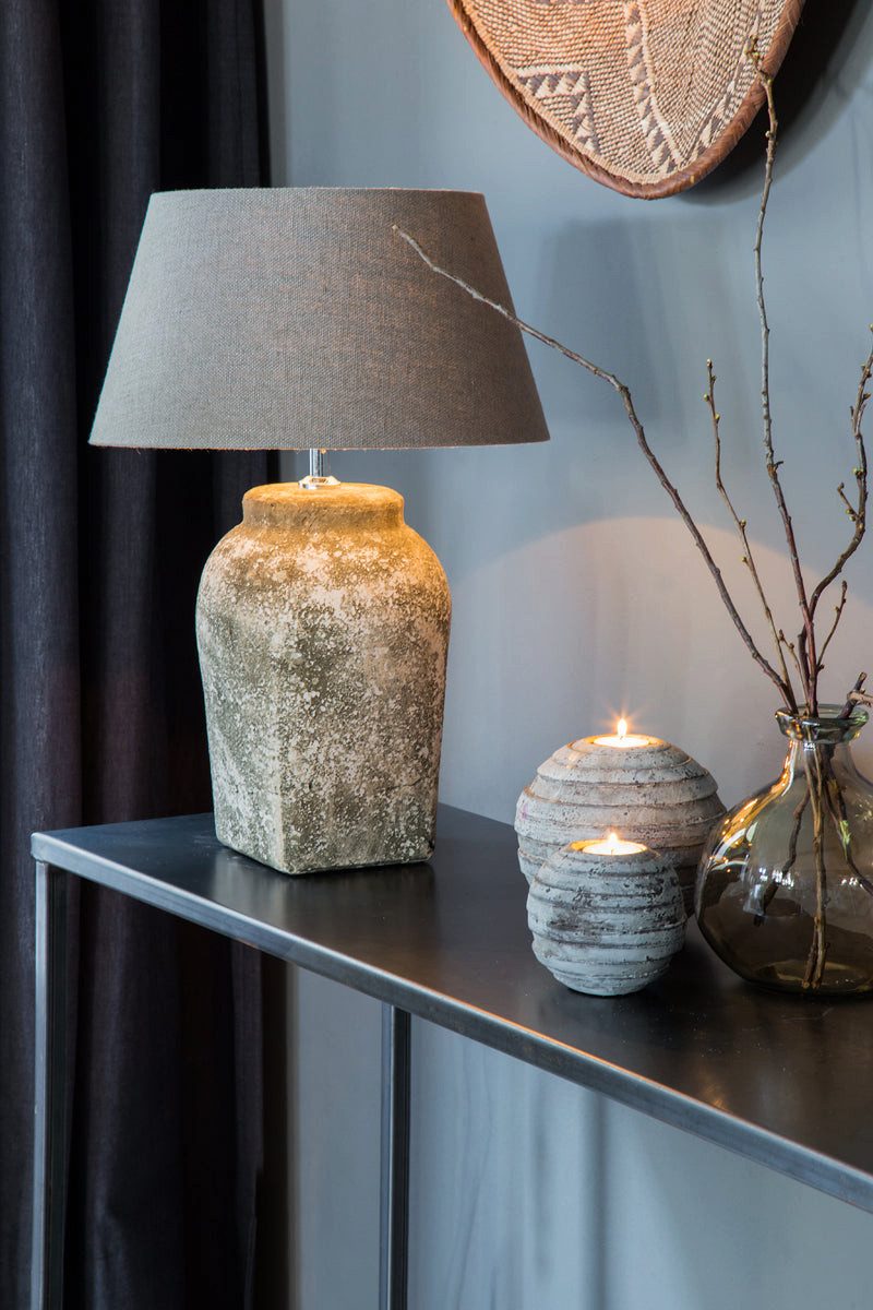 Dirk Davids Leuchten GmbH Lampenschirm Lampenschirm Rund in Leinen Leber für Tischleuchte Tischlampe 35-25-19, Elegantes Design für jeden Stil – Bild 3 von 5
