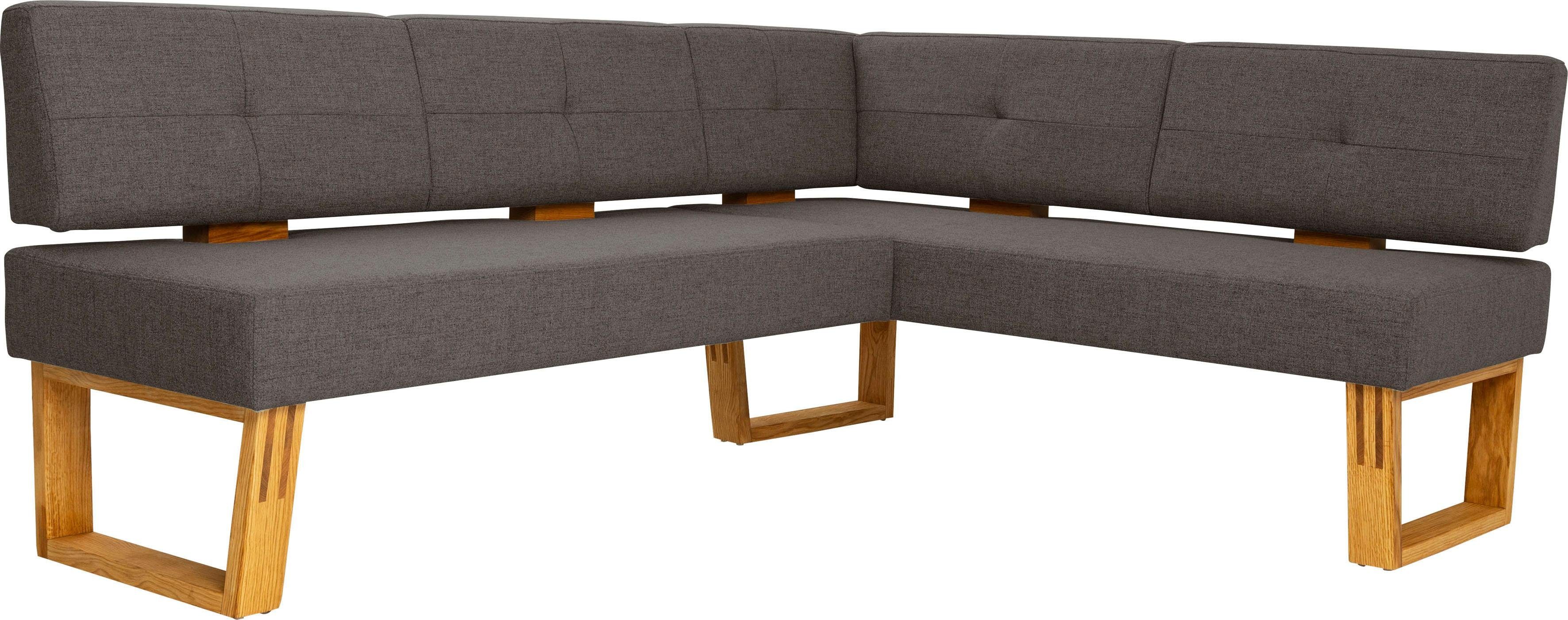 OTTO home Eckbank Ponza Polsterbank, Esszimmerbank, mit Massivholzgestell, Küchenbank in tollen Farben, Breite 201x161 cm