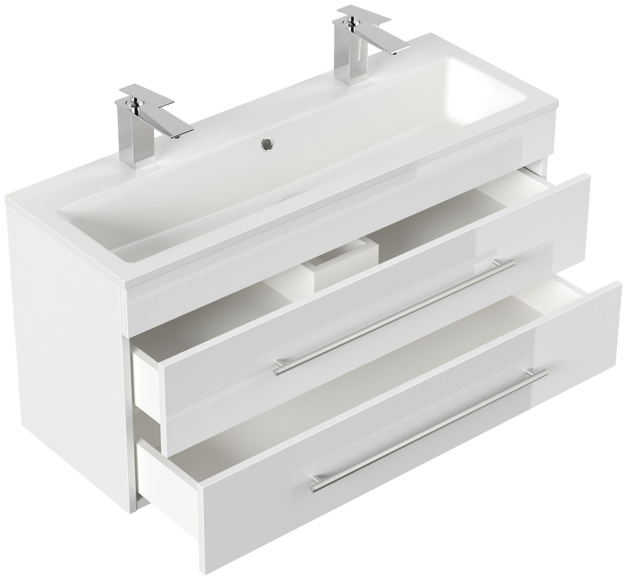 Magnolia Home Waschtisch Badmöbel Mars 1000 für 2 Hähne SoftClose Schublade günstig online kaufen