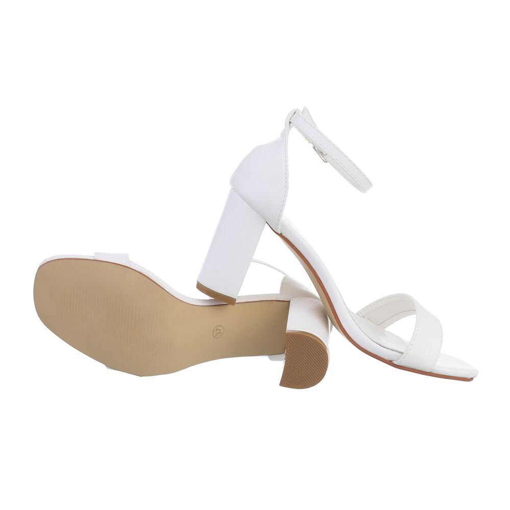 Sandalen Sandaletten Abendschuhe in Damen Blockabsatz & Sandalette Weiß Elegant Ital-Design