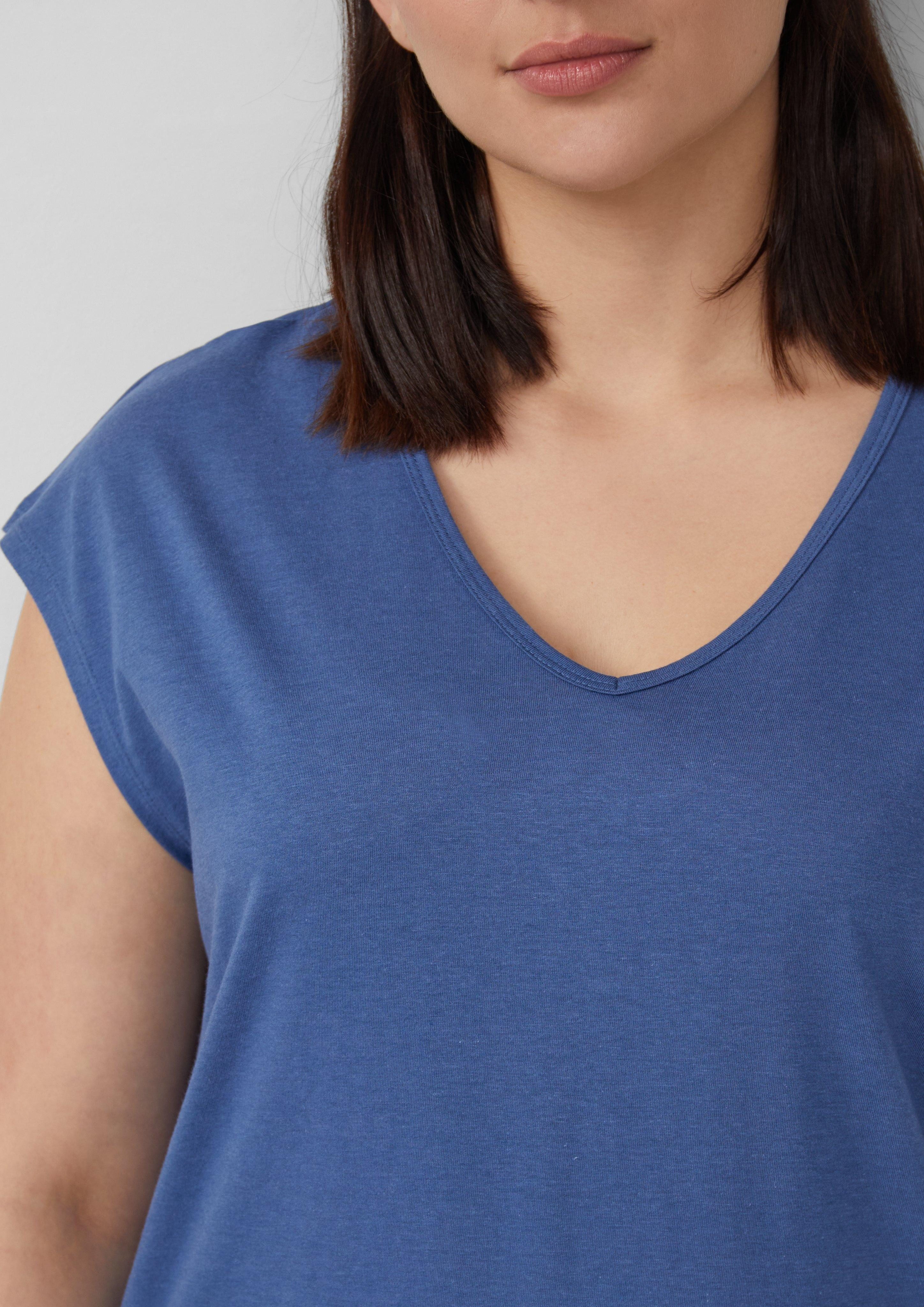 s.Oliver Kurzarmshirt T-Shirt mit V-Ausschnitt im günstig online kaufen