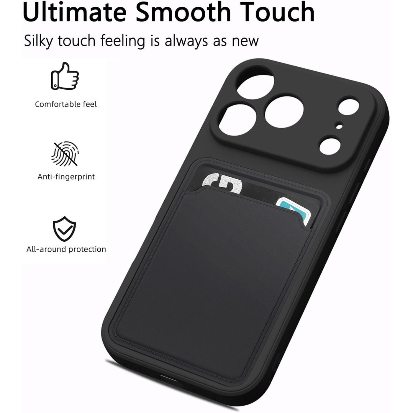 CoolGadget Handyhülle Card Case Handy Tasche für Apple iPhone 17 Pro Max 6,9 Zoll, Silikon Schutzhülle mit Kartenfach für iPhone 17 Pro Max Hülle – Bild 4 von 5