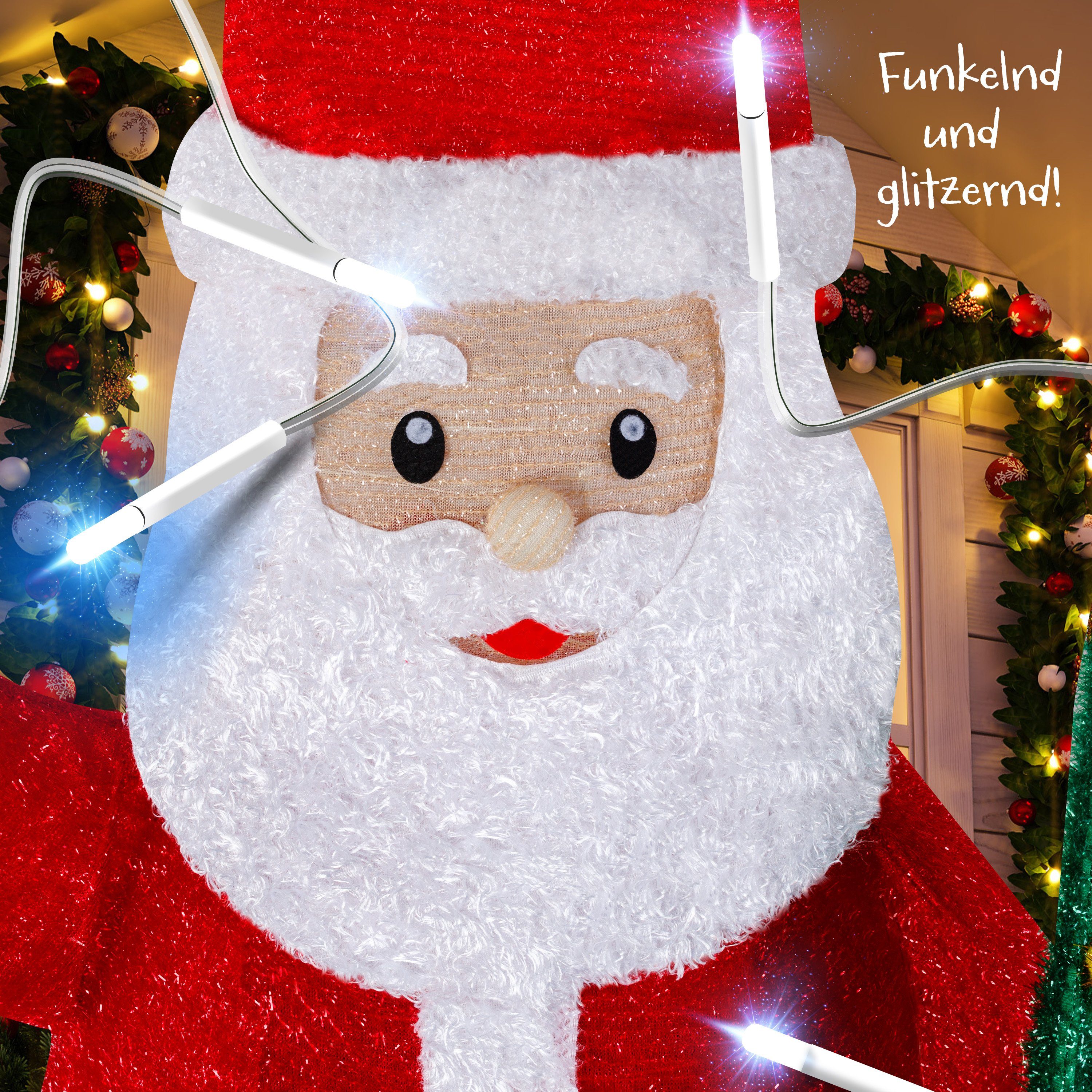 KESSER Weihnachtsfigur, LED Weihnachtsmann Santa Modi Fernbedienung Bunt mit Mit