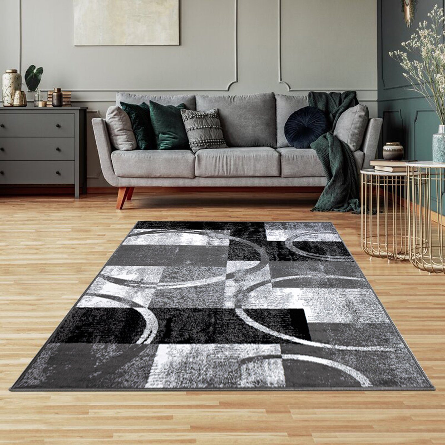 Designteppich »Floransa Teppich Vintage Muster Schwarz/Weiß«, Carpetilla,  Rechteckig, Höhe 6 mm, Kurzflor, Wohnzimmer, Flur online kaufen | OTTO