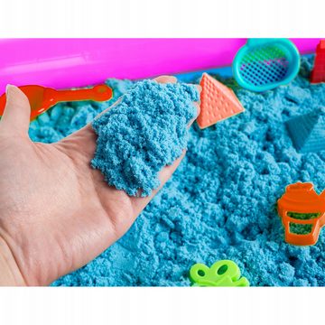KRUZZEL Sandkasten Kreativsand 2kg mit Sandkasten + Formen Kinetic Sand und Werkzeugen