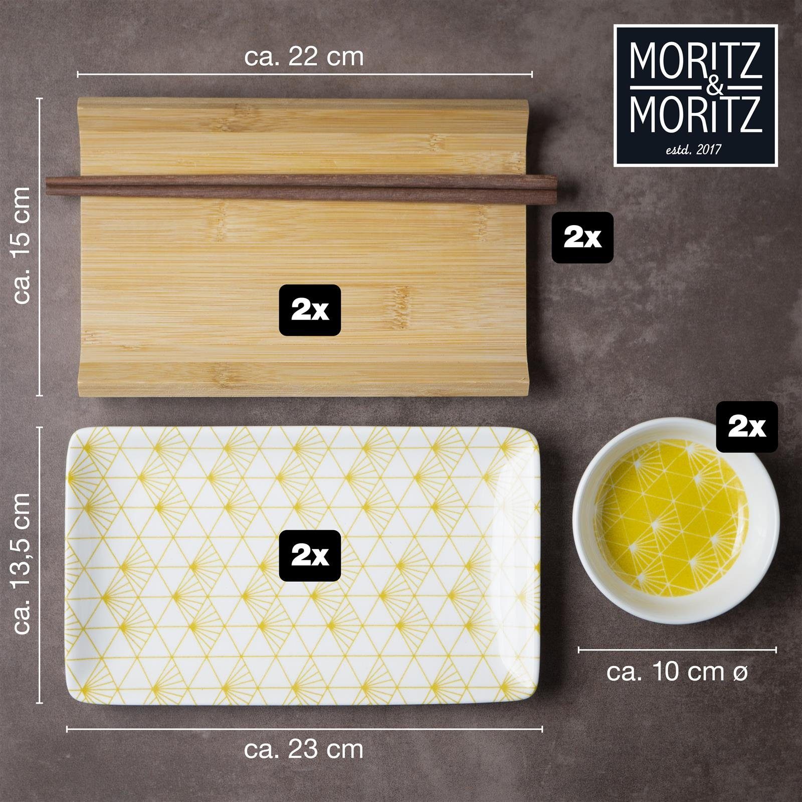 Moritz Moritz Moritz & Moritz & 10 - Sushi Set 2 für Personen Personen, Geschirrset (8-tlg), 2 Strahlen gelbe Tafelservice teilig Gourmet