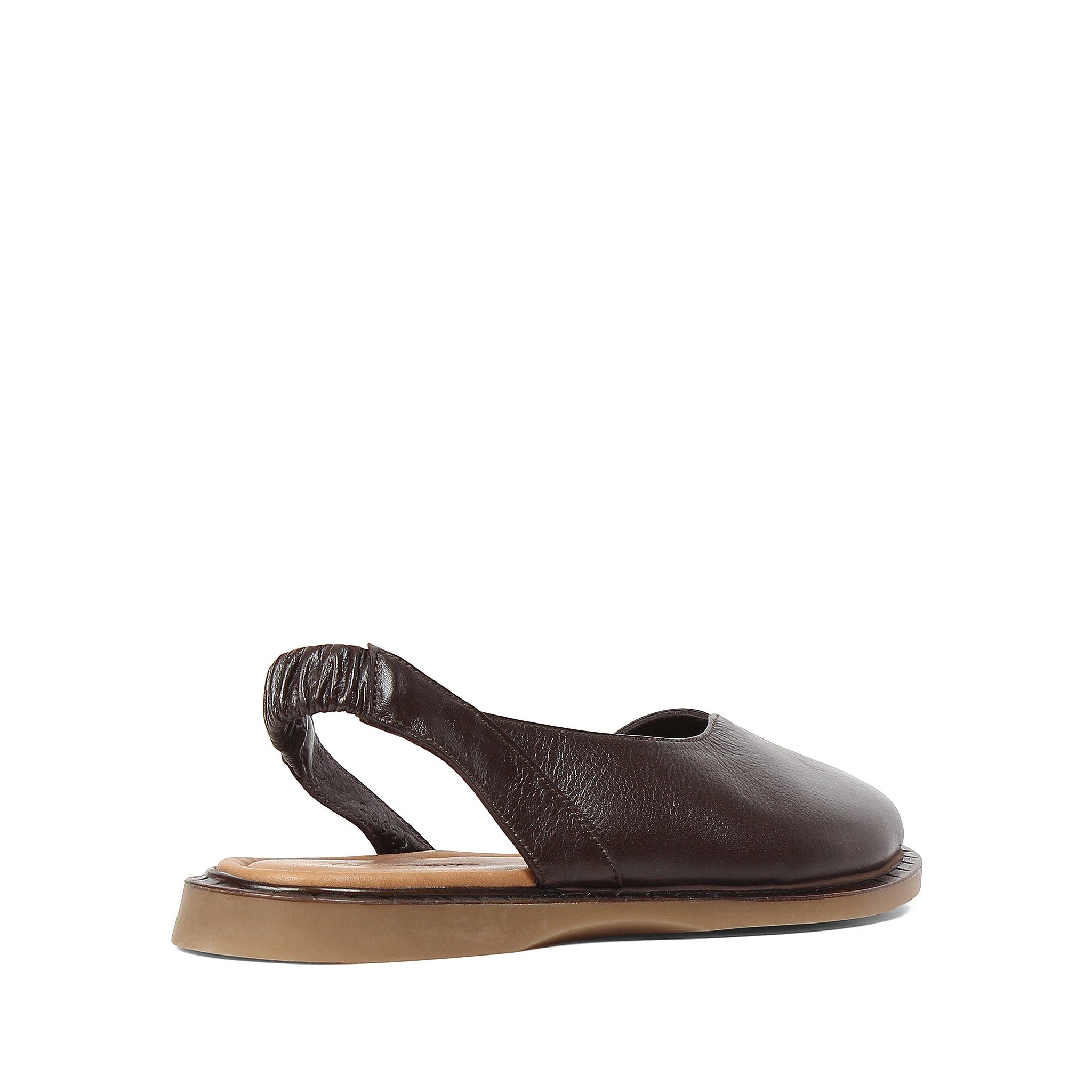Celal Gültekin Flache Slingback Ballerina Runde Kappe Damen Ballerina Glattleder, elastischer Slingback, Echtleder-Futter, Braun, 37 – Bild 5 von 5