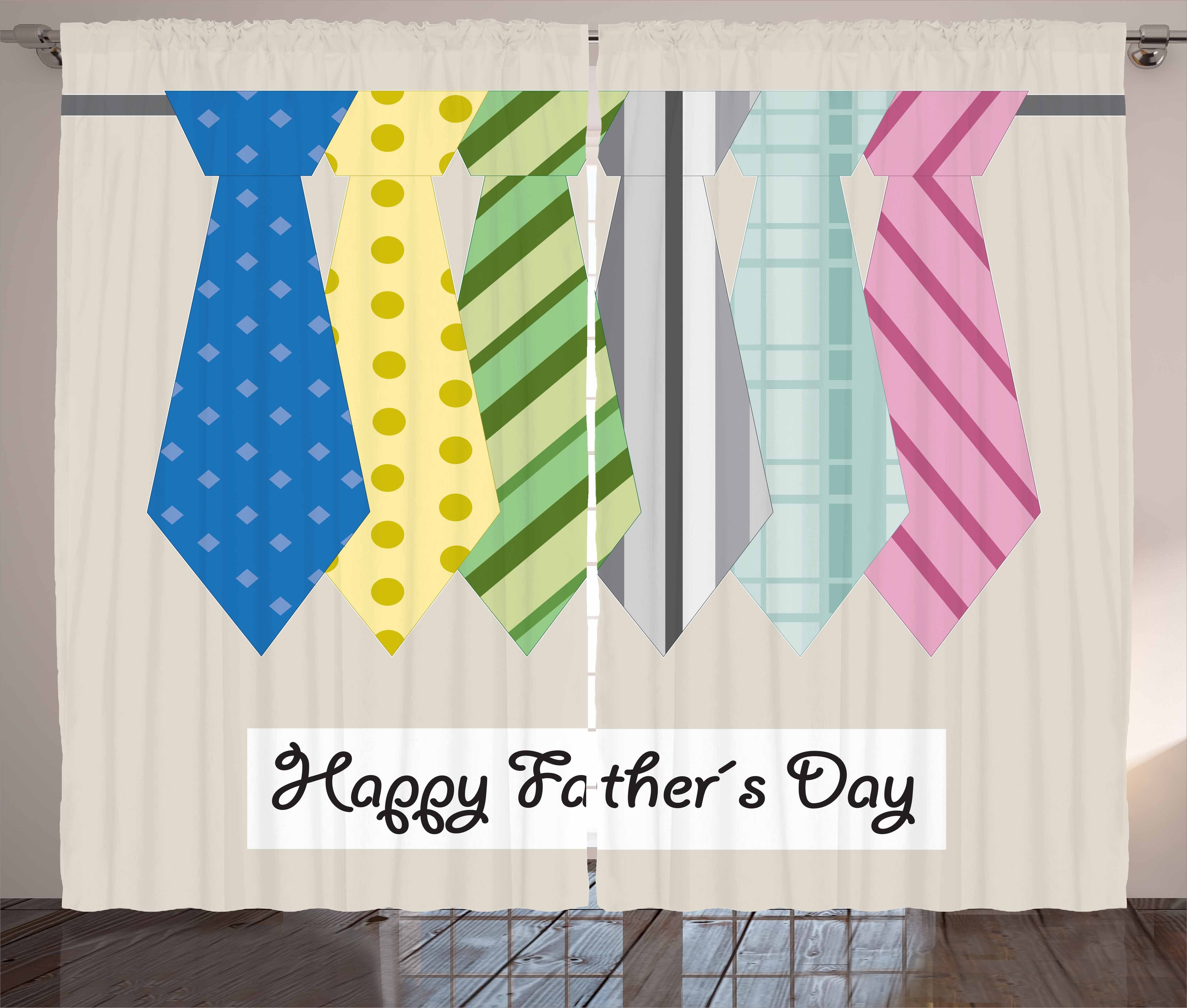 Gardine Schlafzimmer Kräuselband Vorhang mit Schlaufen und Haken, Abakuhaus, Vatertag Bunte Dad Krawatten Theme | Fertiggardinen