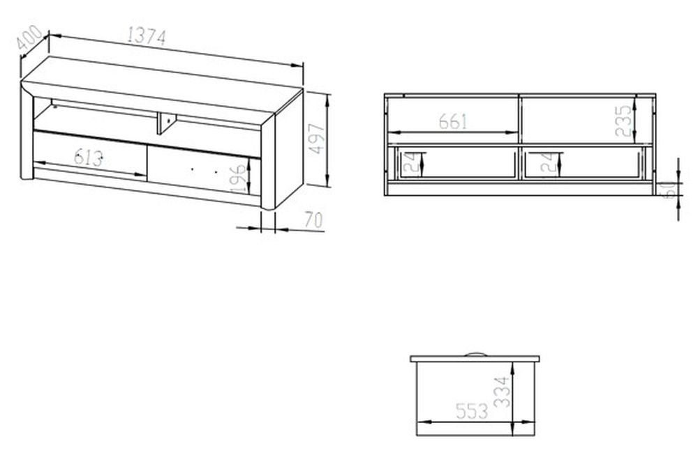 cm Castel, 43 / Feldmann-Wohnen 52 Lowboard cm / B/T/H: 138 cm