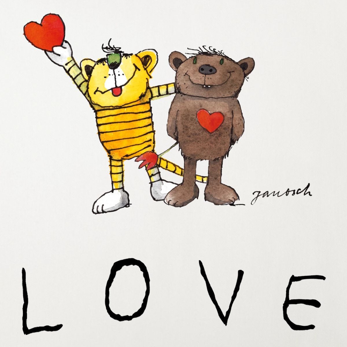 Spreadshirt Kissenbezug Janosch Bär Tiger Love Liebe Kissenbezug 45x45 cm