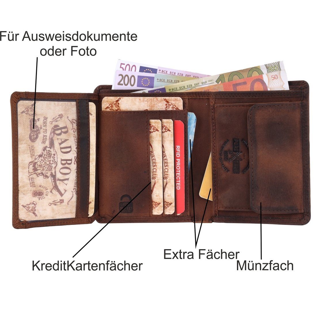 SHG Geldbörse Herren Leder mit Portemonnaie, Münzfach RFID Schutz Börse Brieftasche