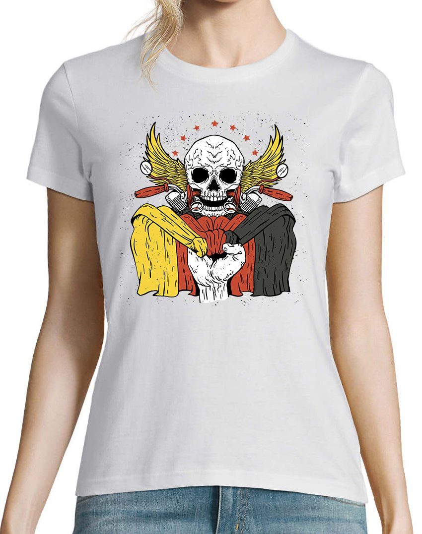 Youth Designz T-Shirt German Biker Skull Damen Shirt mit trendigem  Frontprint