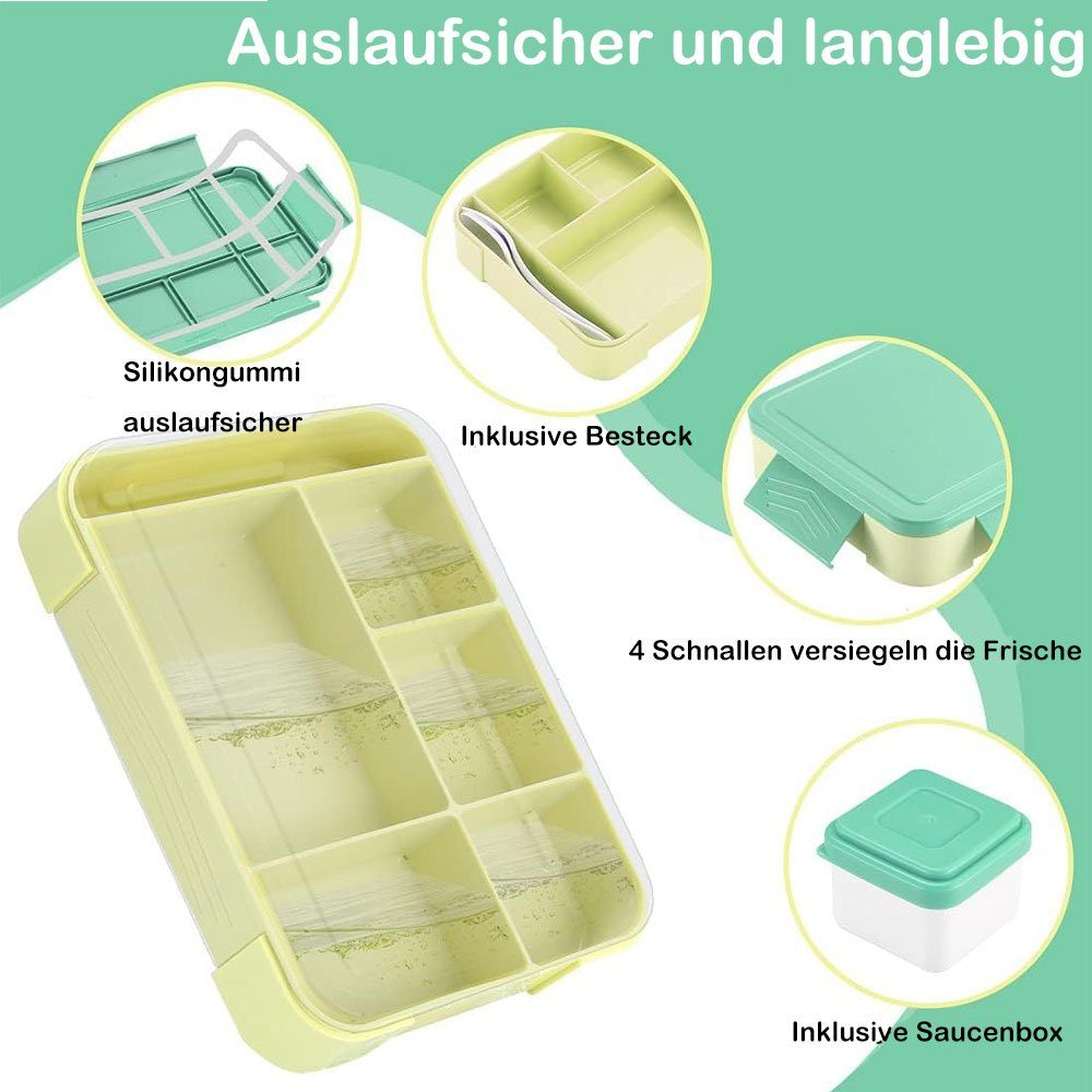 für Lunchbox Brotdose Kindersnacks grün Auslaufsichere mit NUODWELL Fach