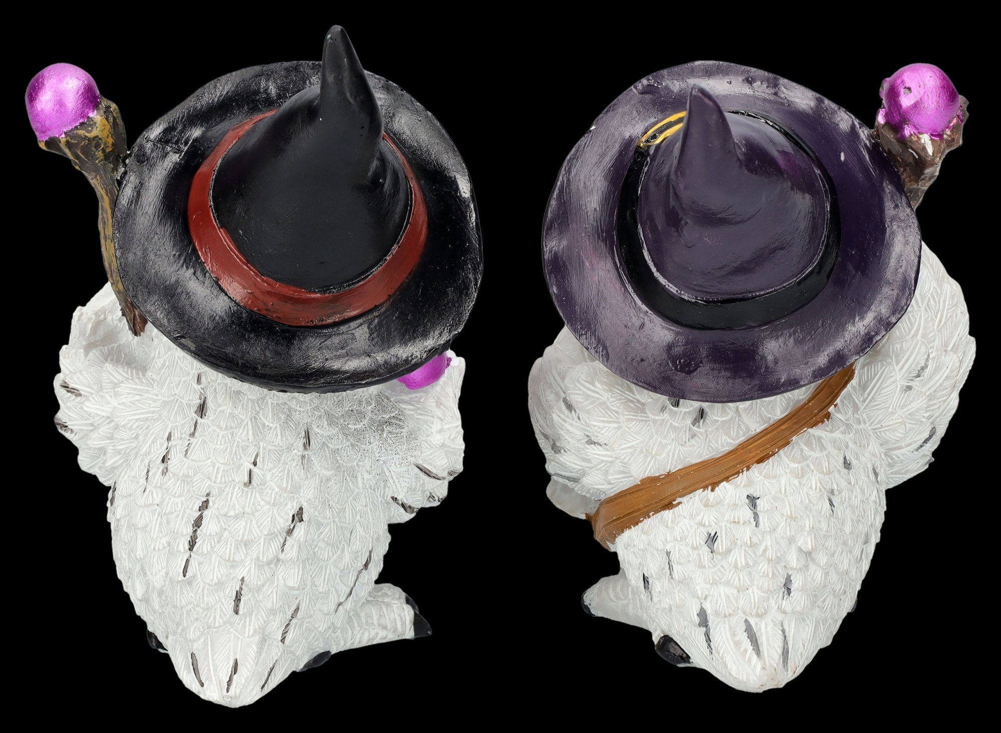 Figuren Shop GmbH Tierfigur Eulen Figuren 2er Set - Zauberer mit Stab - Fantasy Tierfigur Deko