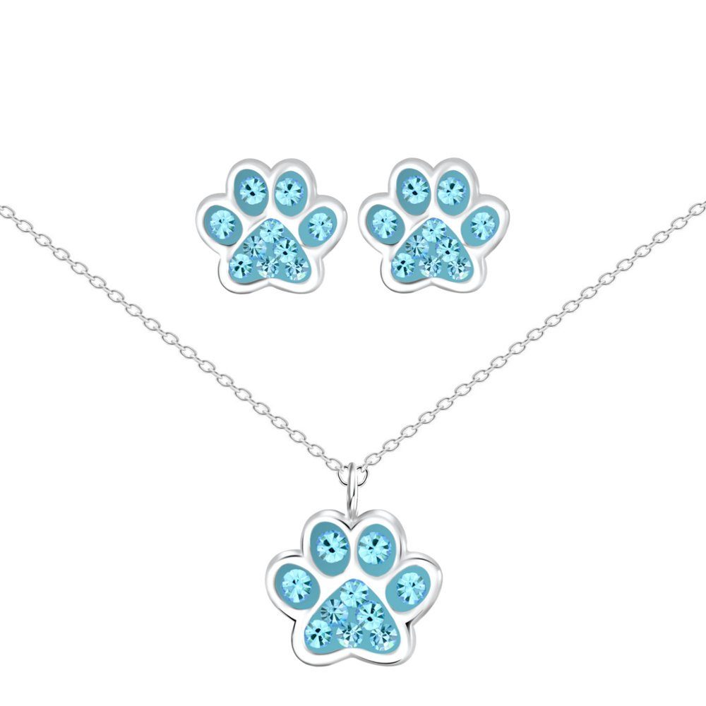 ALEXANDER YORK Schmuckset 925 Sterling Silber, Schmuckset, PFOTE aqua, 4-tlg.