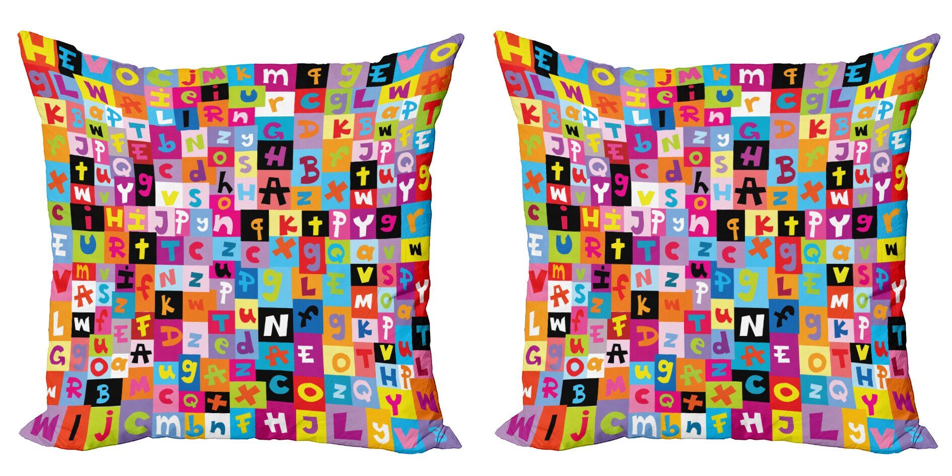Kissenbezüge Modern Accent Doppelseitiger Digitaldruck, Abakuhaus (2 Stück), Kids Farbige Alphabet Puzzle