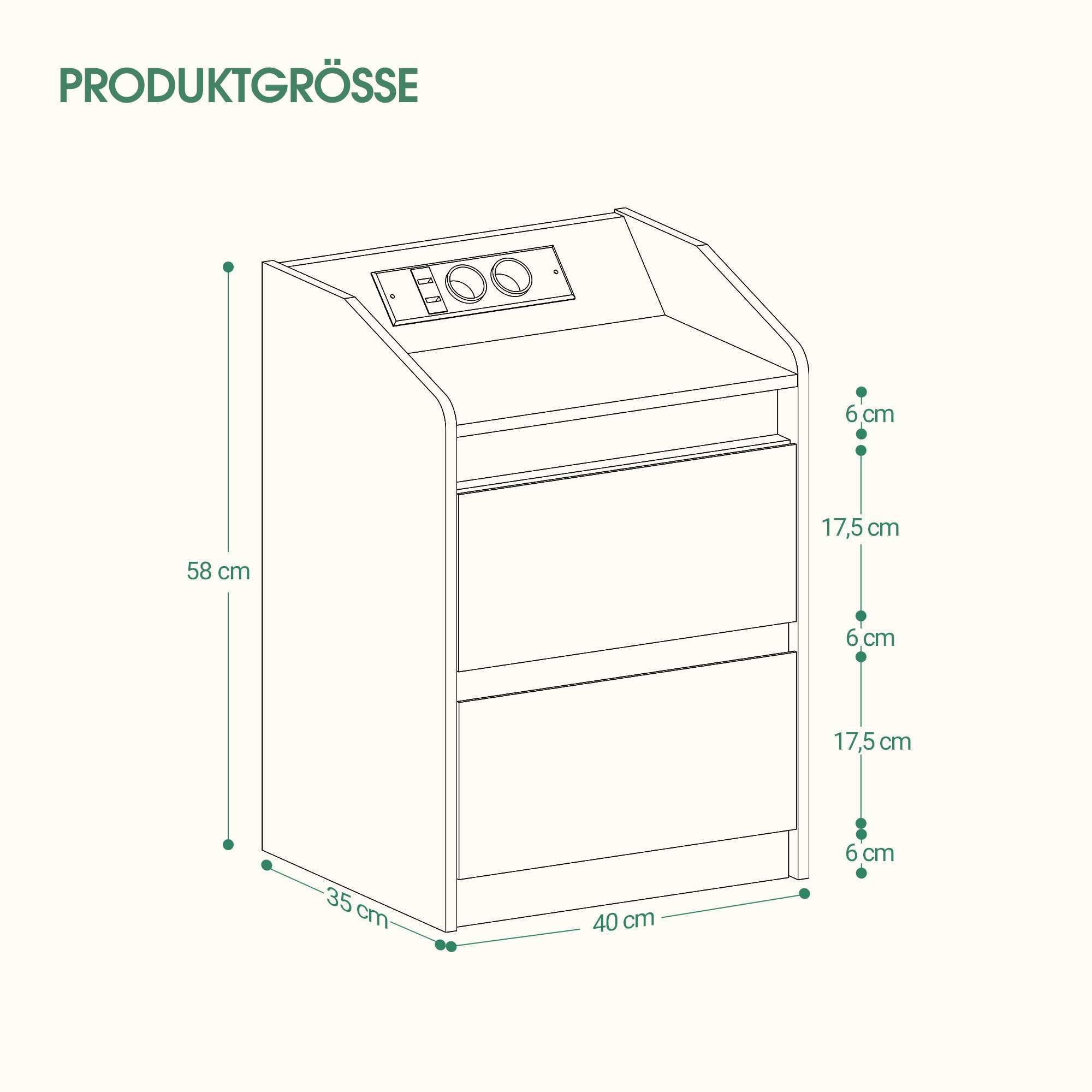 HZUANERI Nachttisch 2er Set, mit LED-Licht - Beistelltisch und Ladestation günstig online kaufen