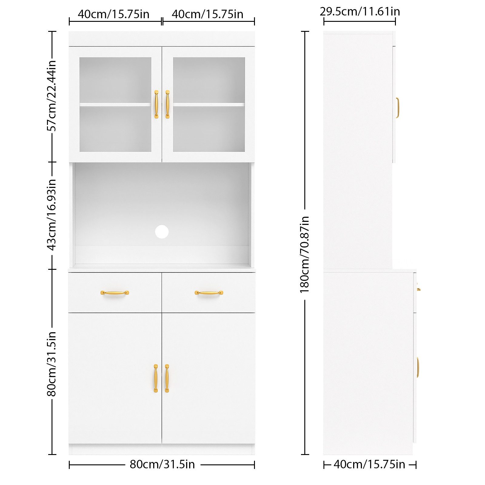 VOWNER Küchenbuffet mit Arbeitsplatte, 4 Schränken, Verstellbaren Ablagen 8 günstig online kaufen