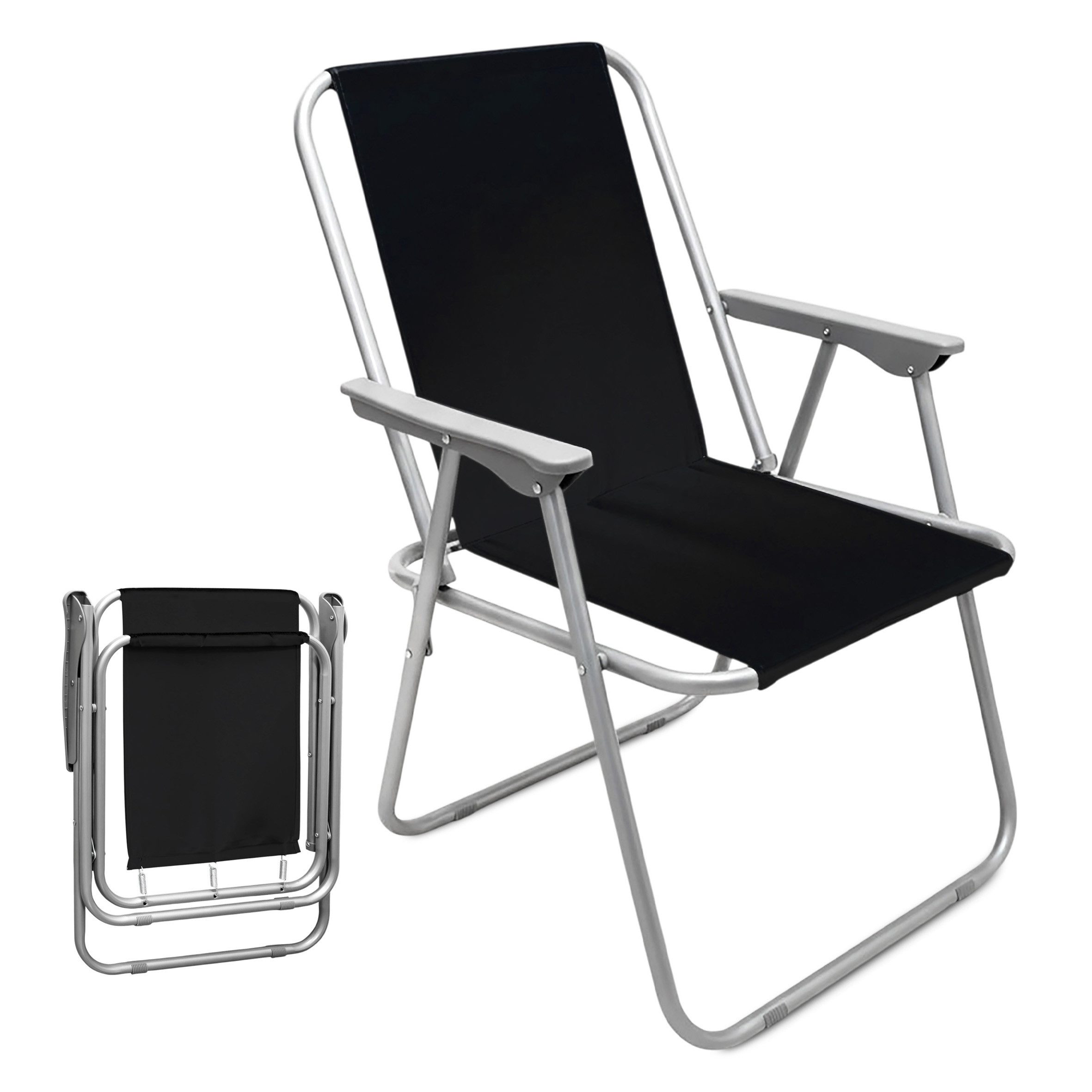 Spetebo Klappstuhl Camping Stuhl mit Armlehnen belastbar bis 100 kg (75 cm x 52 cm x 44 cm, 1 St), Leichtes Gewicht von nur 1,8 kg