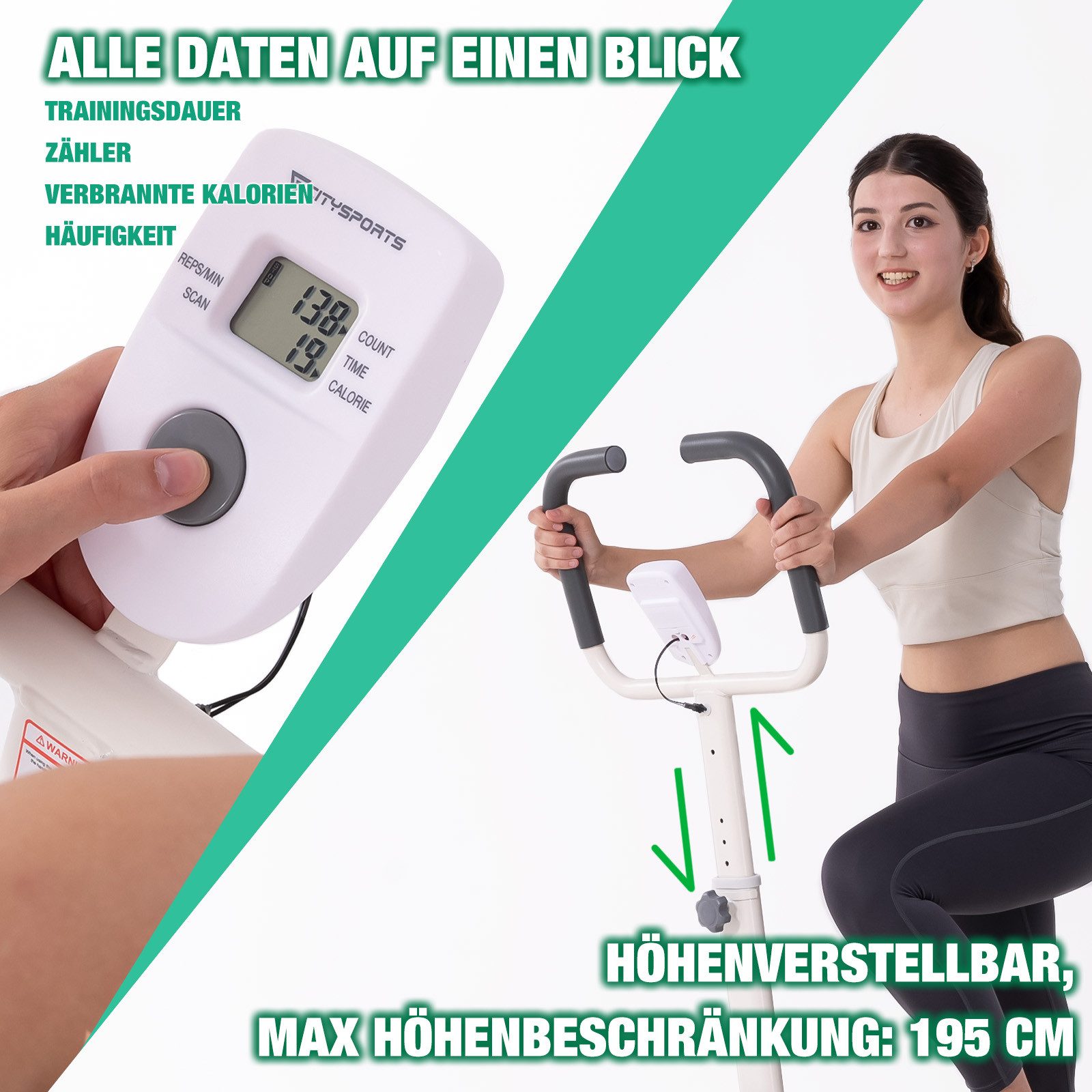 CITYSPORTS Stepper Stair Stepper Zusammenklappbarer, Stairmaster für Zuhause, Vertical Climber Treppenmeister mit Verstellbare Lenker
