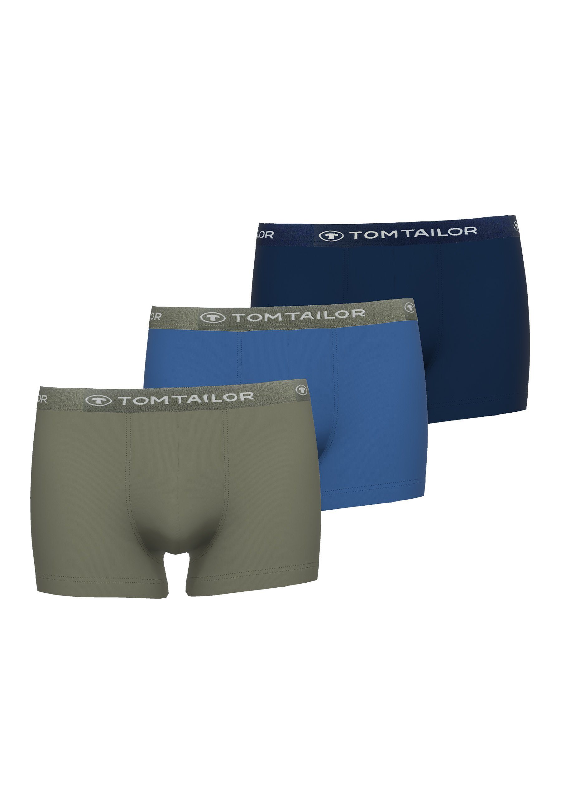 TOM TAILOR Boxershorts TOM TAILOR Herren Pants blau uni 3er Pack (3-St) blau-mittel-multicolor1