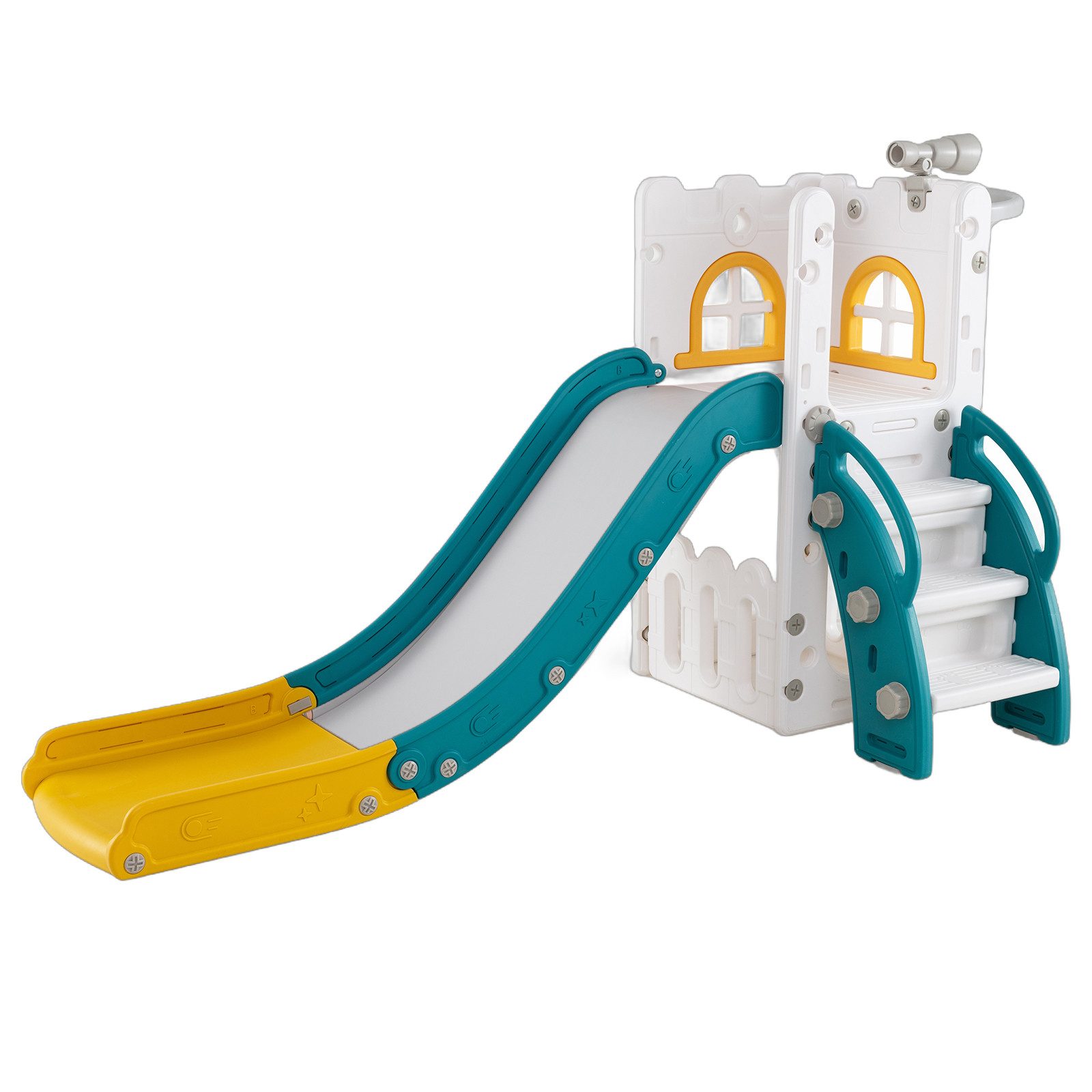 COSTWAY Rutsche, 6-in-1 L-förmige Kinderrutsche mit Stauraum, ab 1 Jahr