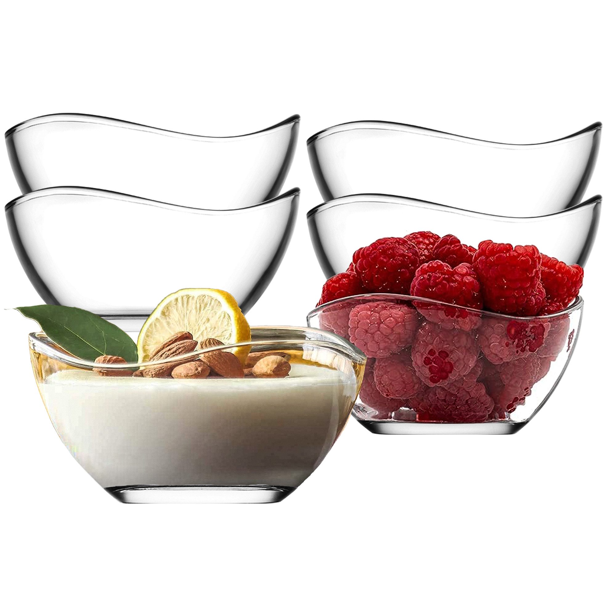 LAV Dessertschale Vira Glasschalen – 310 ml (10 1/2 oz), 6er Set, Glas, (6er-Set, 6-tlg), Geschwungene Form, ideal für Desserts, Snacks, Dips