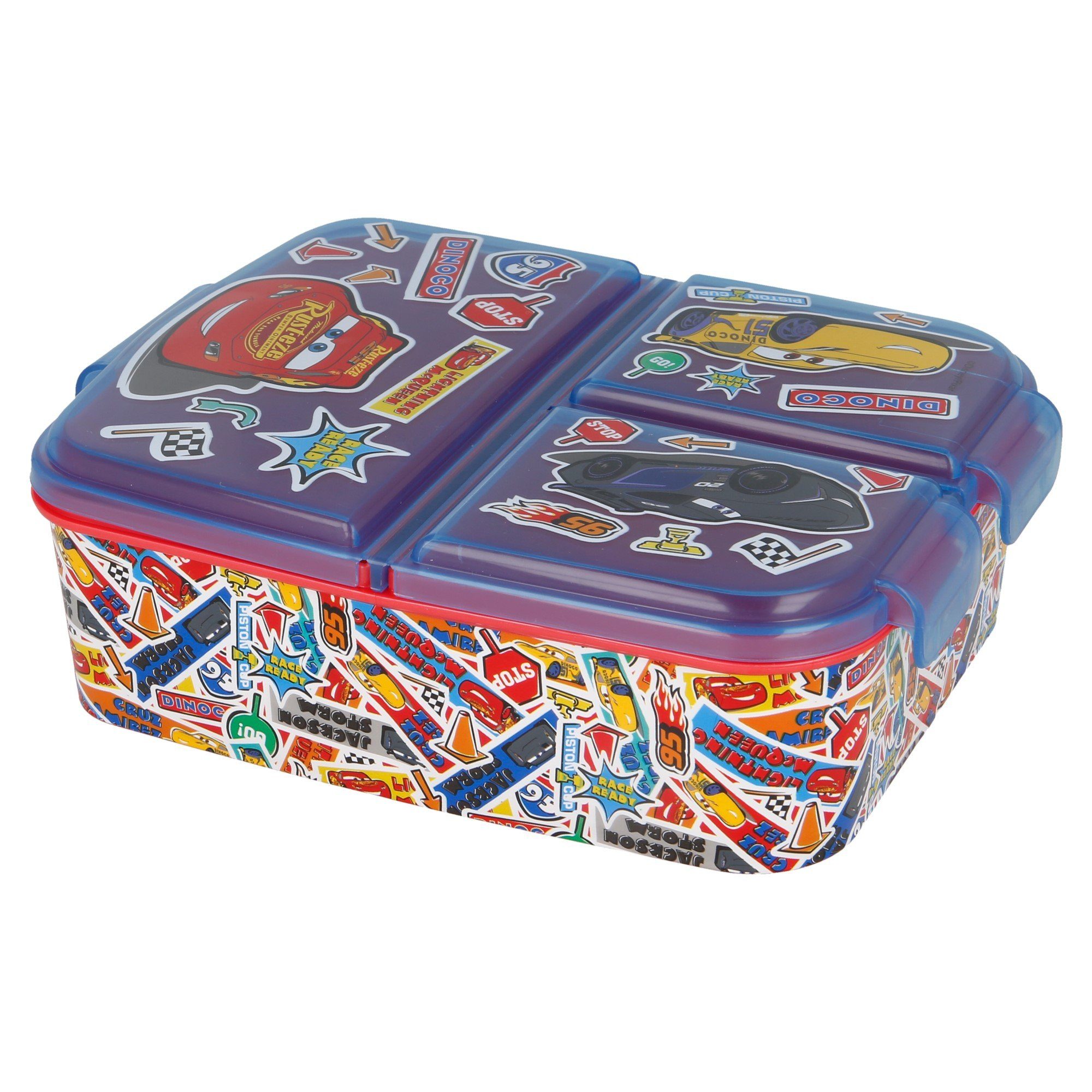 frei mit Disney BPA Lunchbox, Cars Kinder 3-Fach-Unterteilung Brotdose Kunststoff,