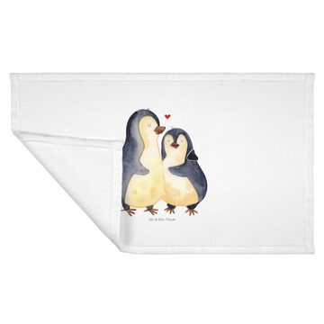 Mr. & Mrs. Panda Handtuch Pinguin umarmend - Weiß - Geschenk, Handtücher, groß, Paar, Seevogel, (1-St)