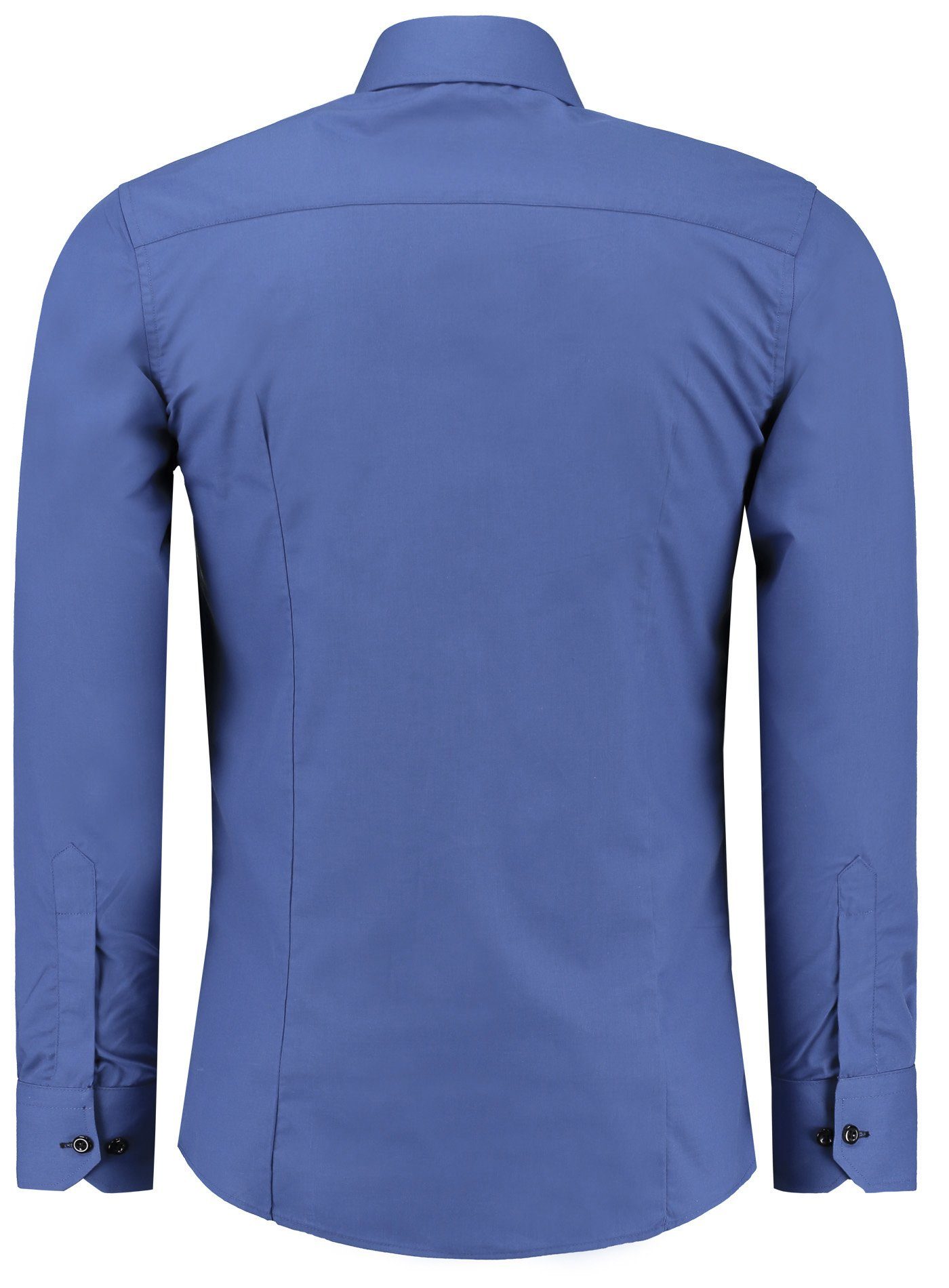 J'S FASHION Businesshemd JS12105 Slim Fit Langarm Herren Hemd mit farblich abgesetzten Elementen, Langarm Kentkragen Uni