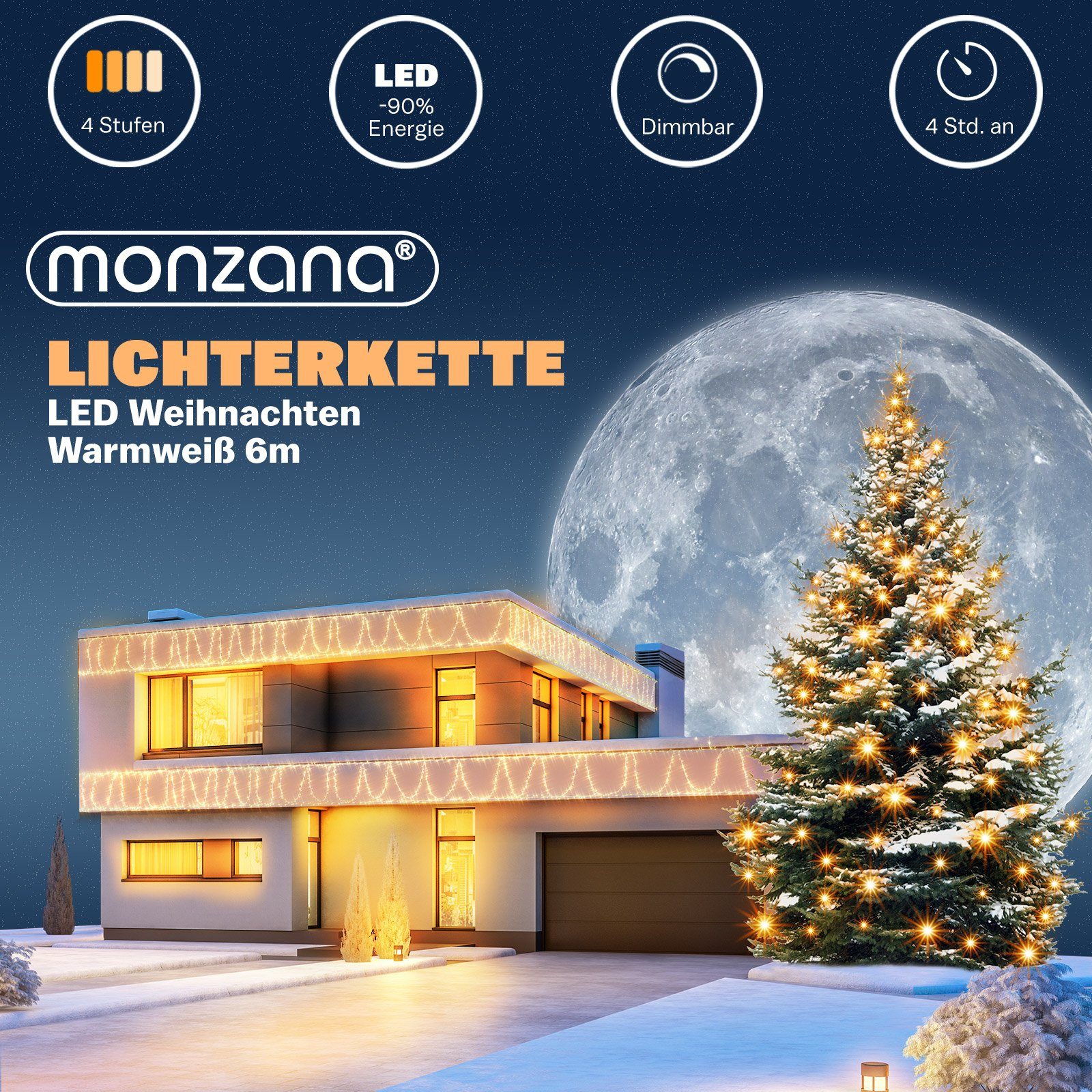 Deuba Lichterkette, 100 LED Außen Timer 8 Leuchtmodi IP44 Dimmbar Batterie