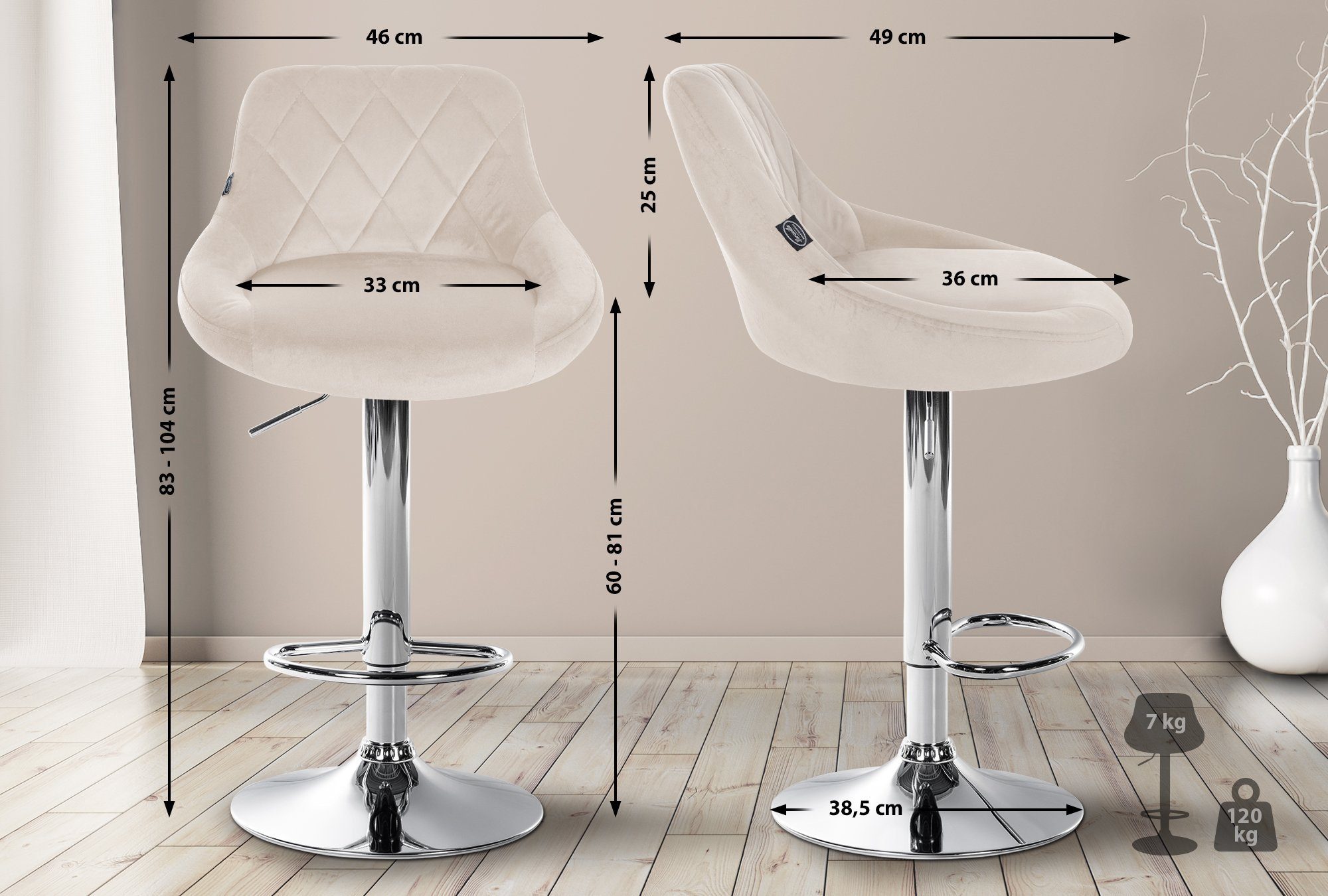 CLP Barhocker Lazio Samt, Barstuhl 360° günstig online kaufen
