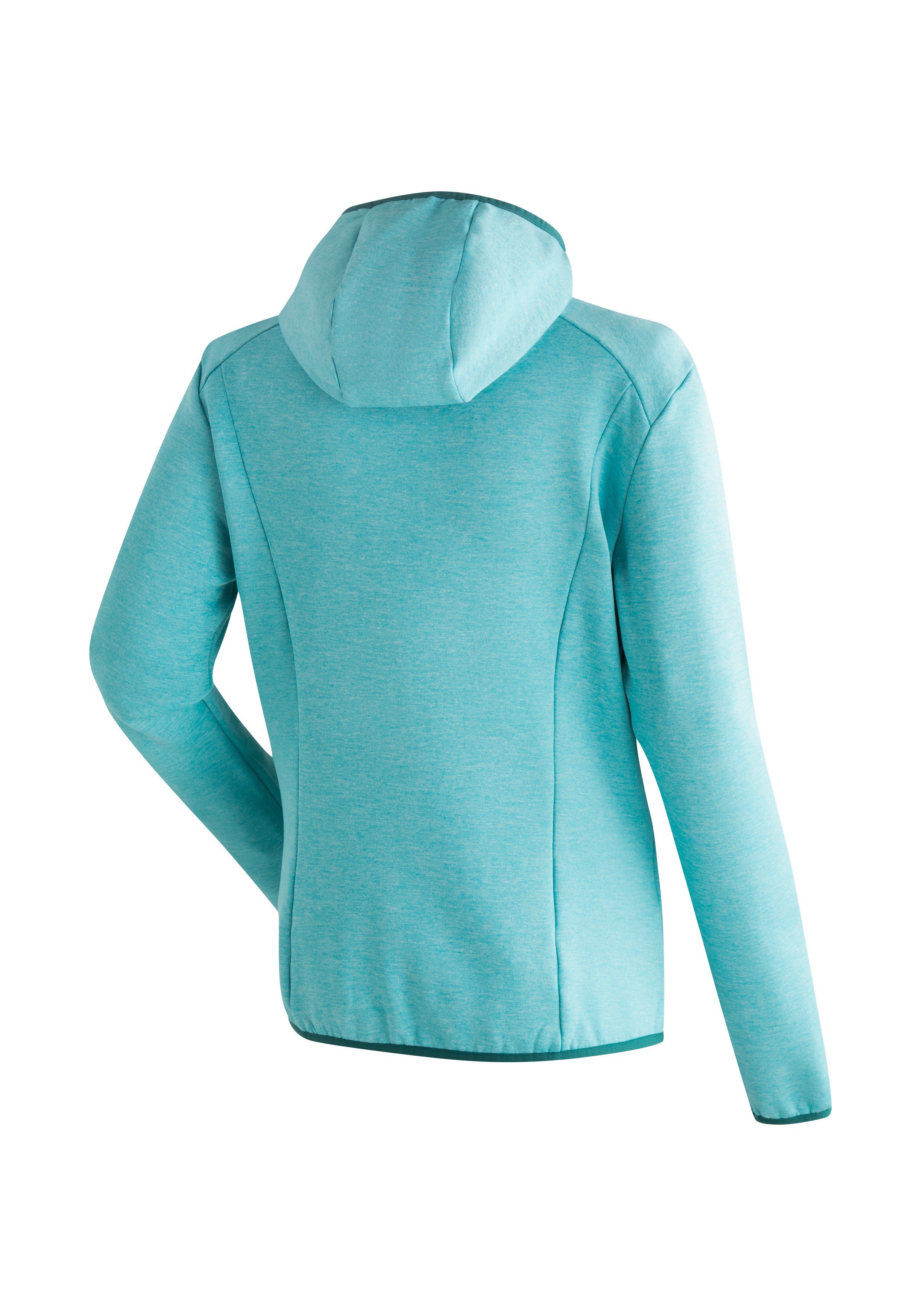 verstellbarer Zip-Hoodie Fleece mit Kapuze, aquablau Fleecejacke Damen W atmungsaktiver Maier Sports Fave