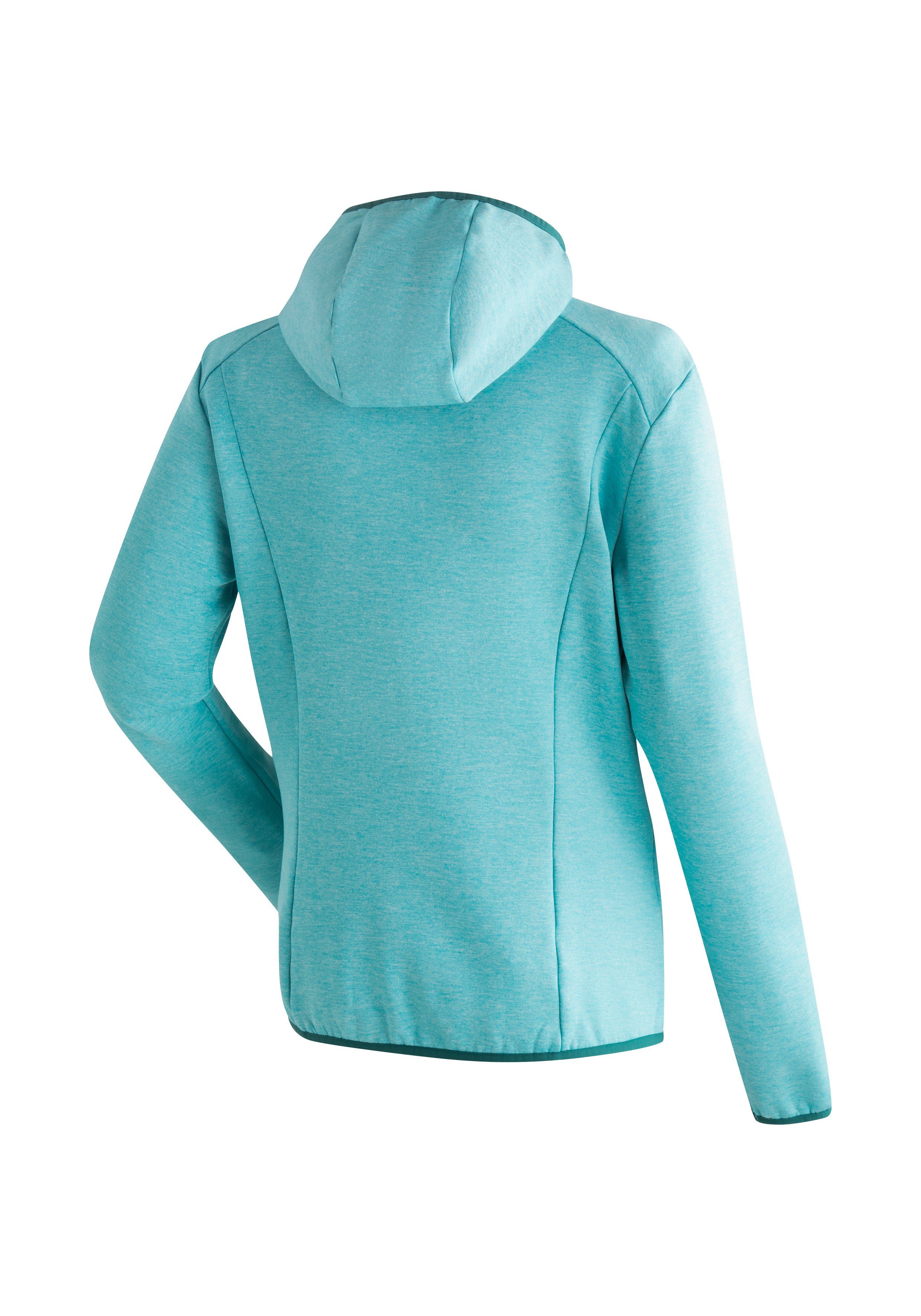 Fleece verstellbarer W mit Damen Sports Fleecejacke Maier atmungsaktiver Fave Zip-Hoodie aquablau Kapuze,