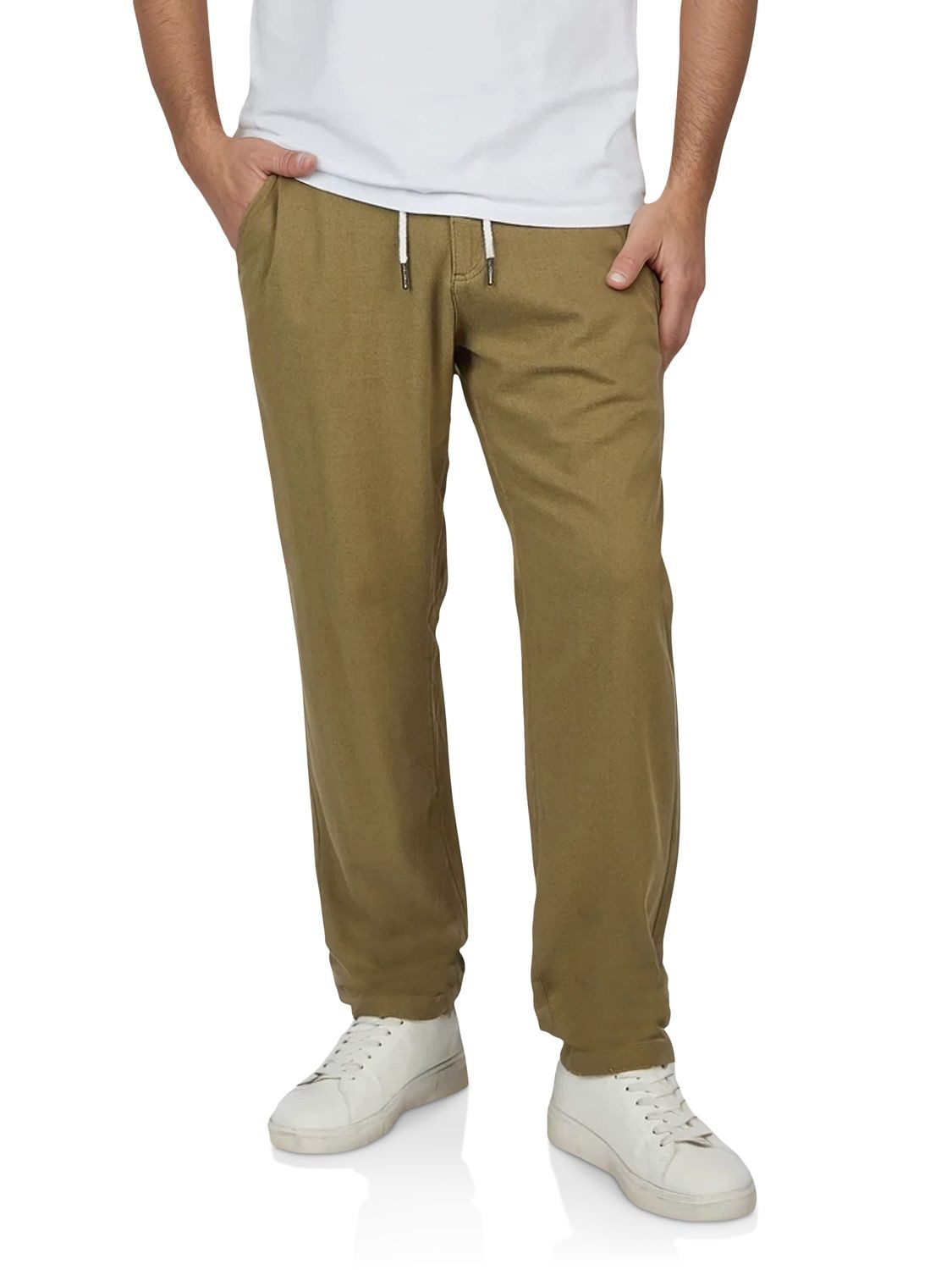 riverso Chinohose Herren Freizeithose RIVMarco Regular Fit Leinenhose mit Zugbandverschluss