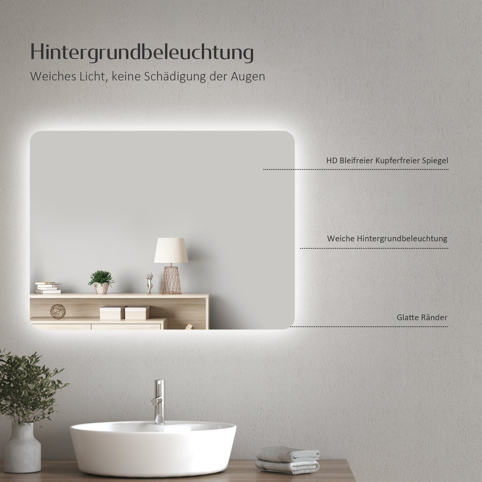 EMKE LED-Lichtspiegel Wandspiegel mit Beleuchtung LED günstig online kaufen